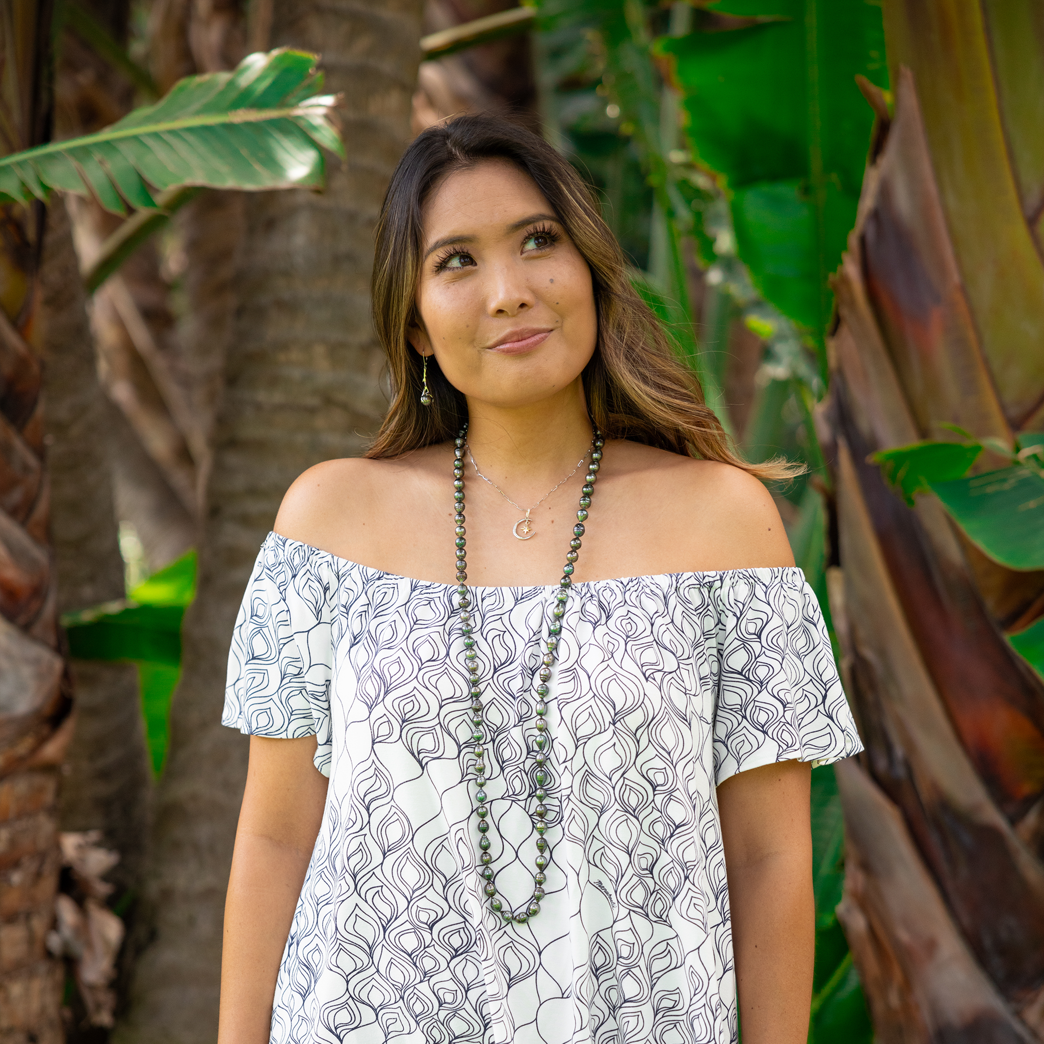 ムーン&スター・マーメイド・ペンダント ダイヤモンド・ツートーンゴールド - 19.5mm