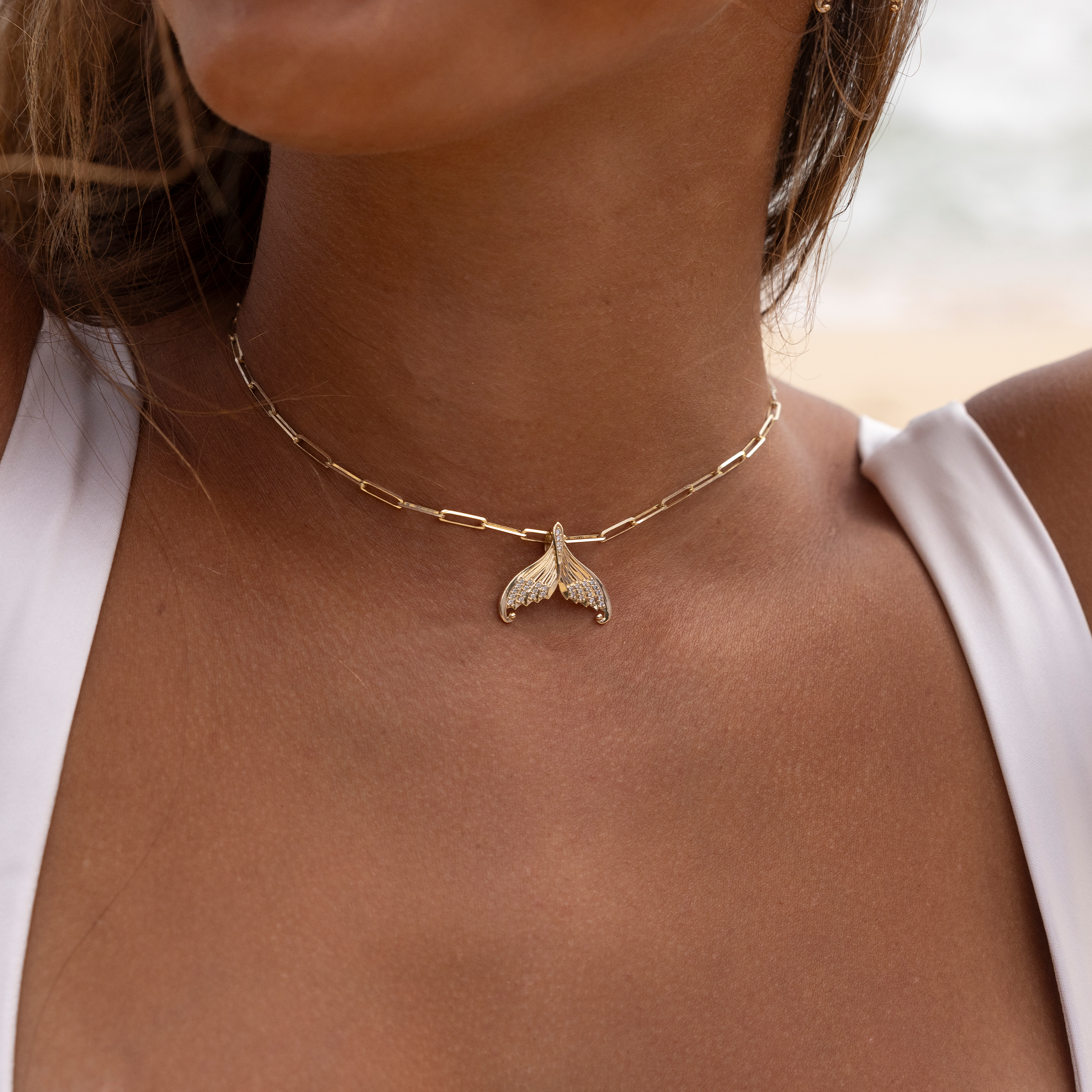 ムーン・マーメイド・テール・ペンダント ダイヤモンド ゴールド 20mm