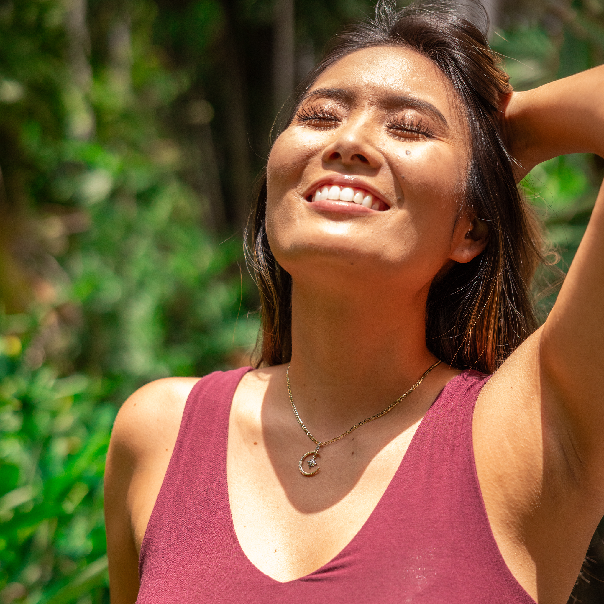 ムーン&スター・マーメイド・ペンダント ダイヤモンド・ツートーンゴールド - 19.5mm