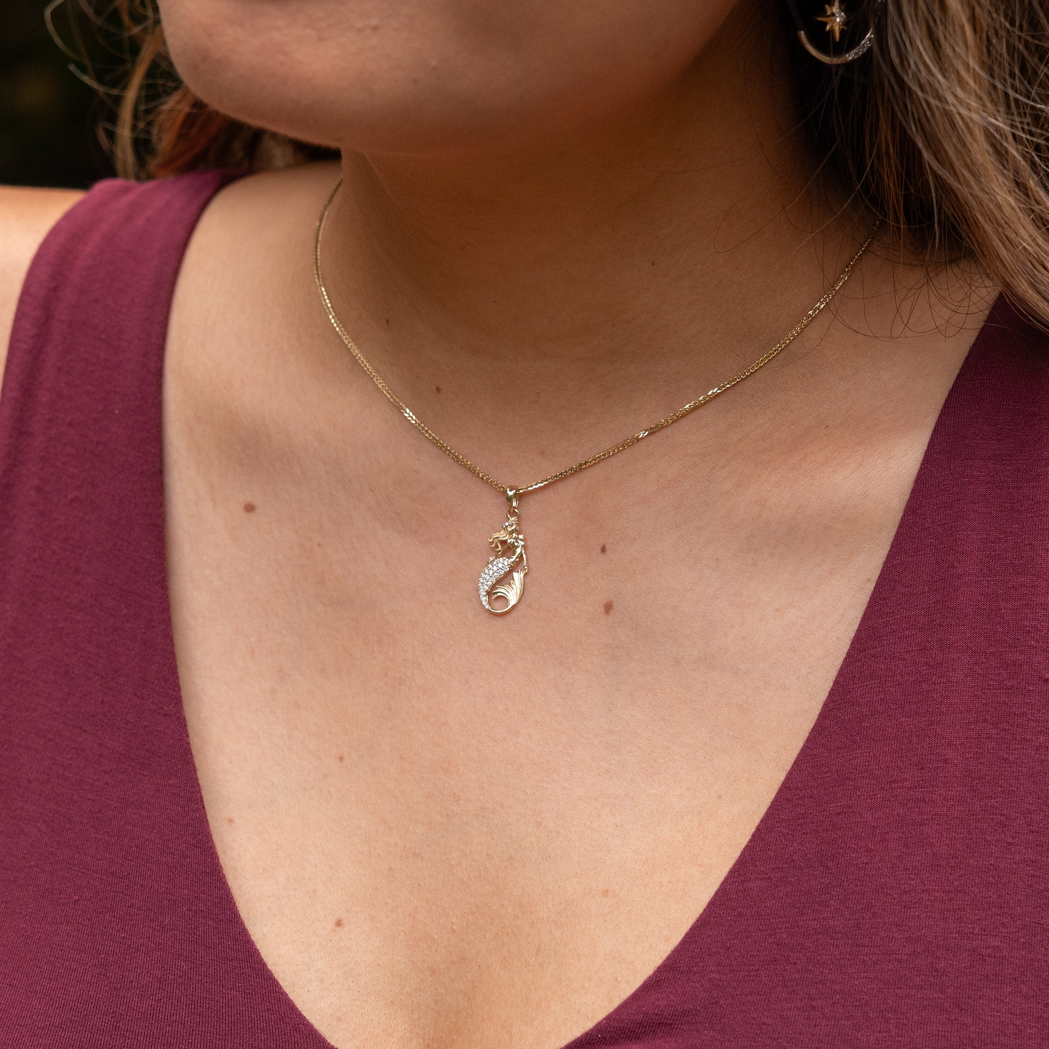 シーライフ・マーメイド・ペンダント ダイヤモンド・ゴールド - 24mm