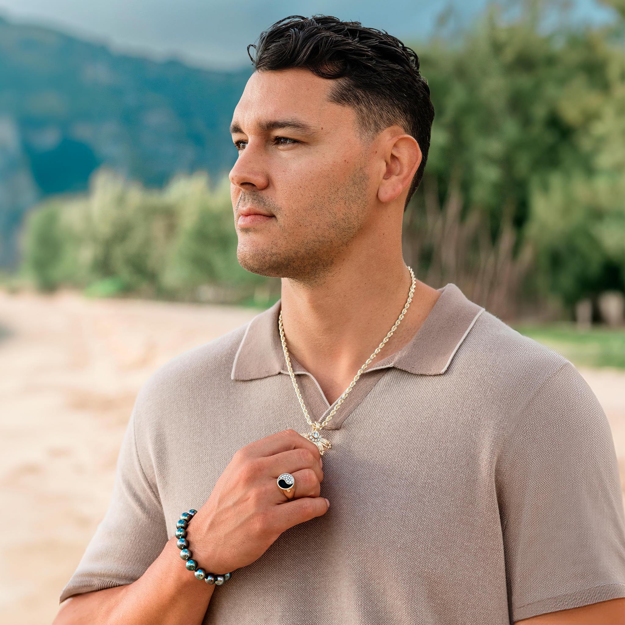 マウンテン・ナウパカ・ペンダント ゴールド ラボ ダイヤモンド - 40mm