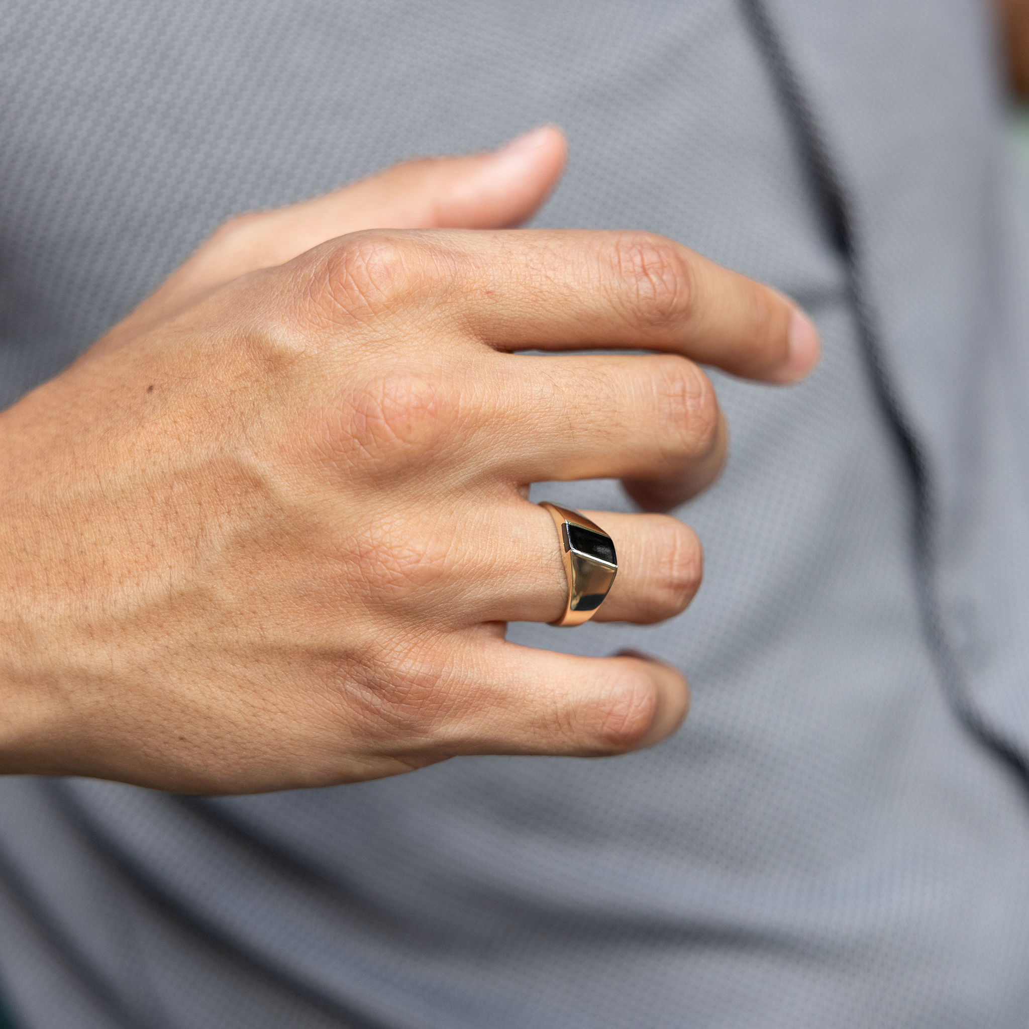 アシンメトリー ハワイアン ブラック コーラル リング ゴールド