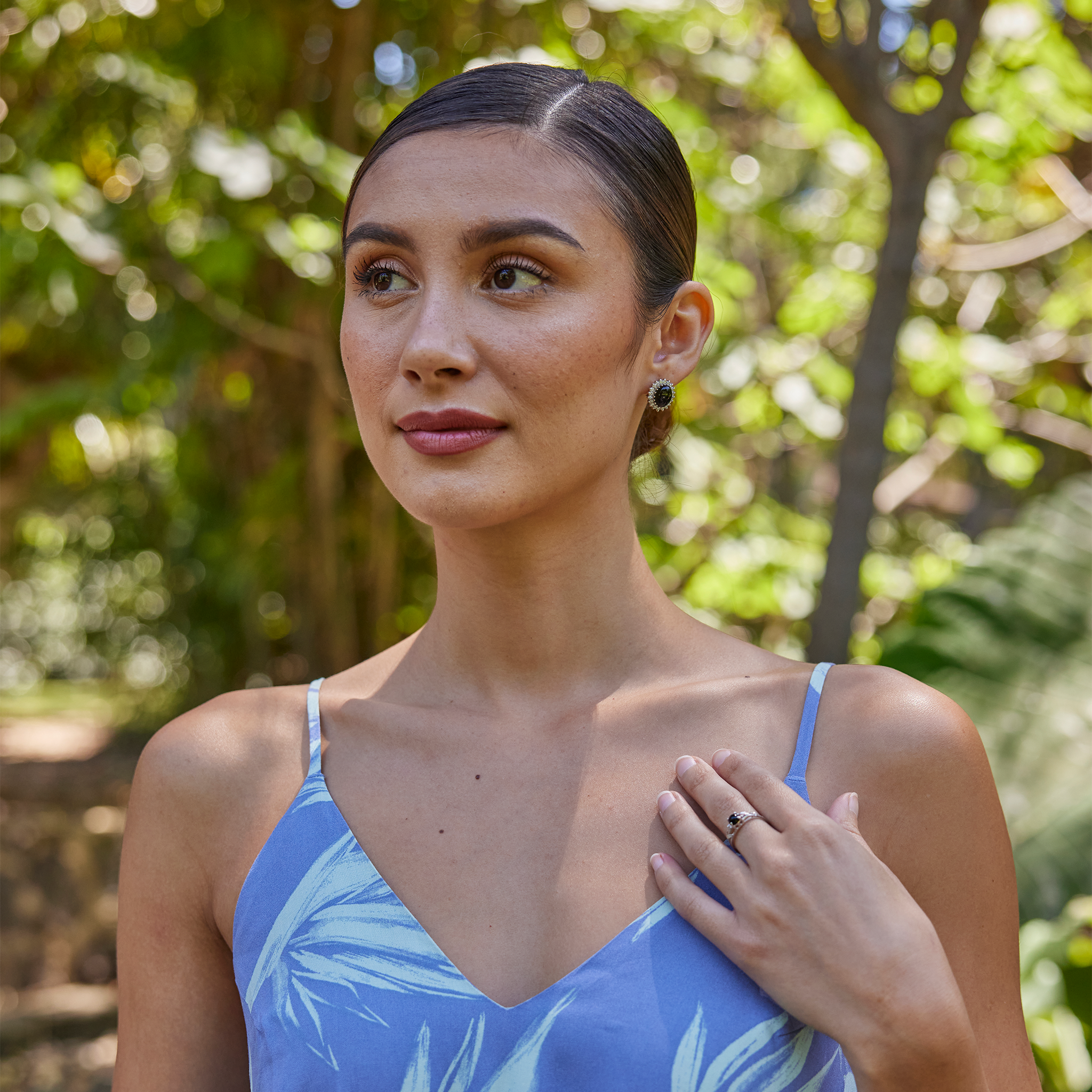 マイレ・ブラックコーラル・リング ホワイトゴールド - 5mm