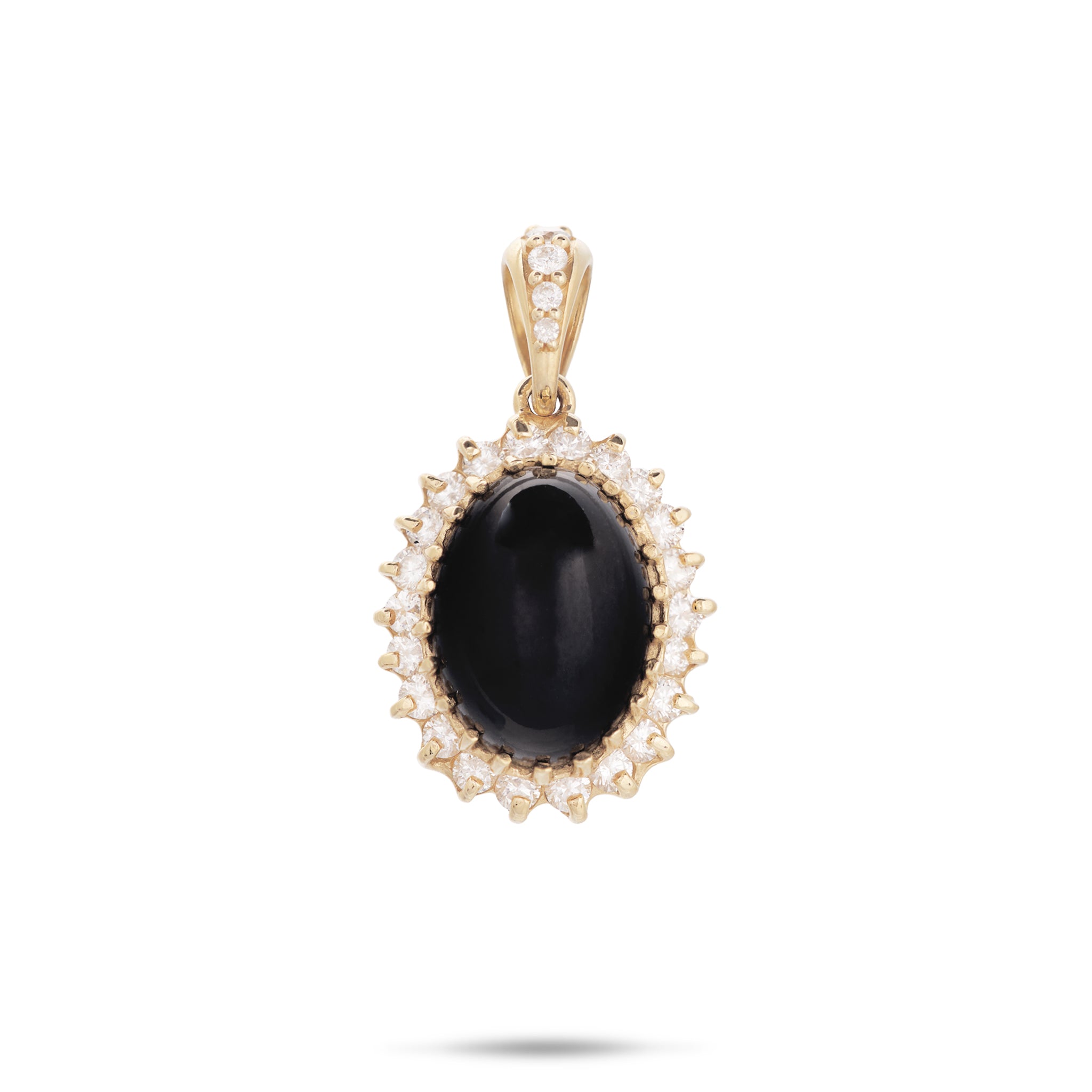 Princess Ka‘iulani Black Coral Pendant in Gold with Diamonds - 18mm