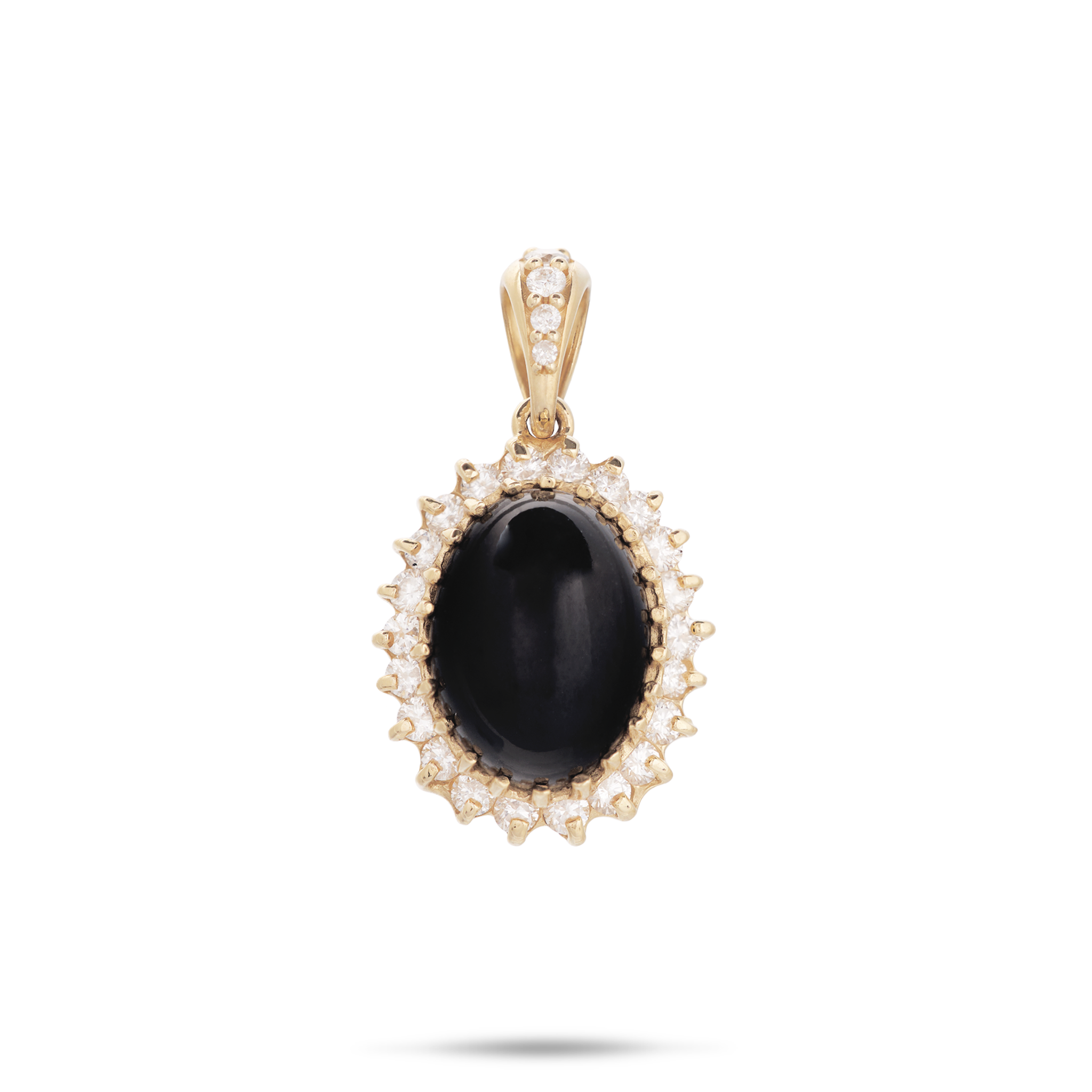 Princess Ka‘iulani Black Coral Pendant in Gold with Diamonds - 18mm