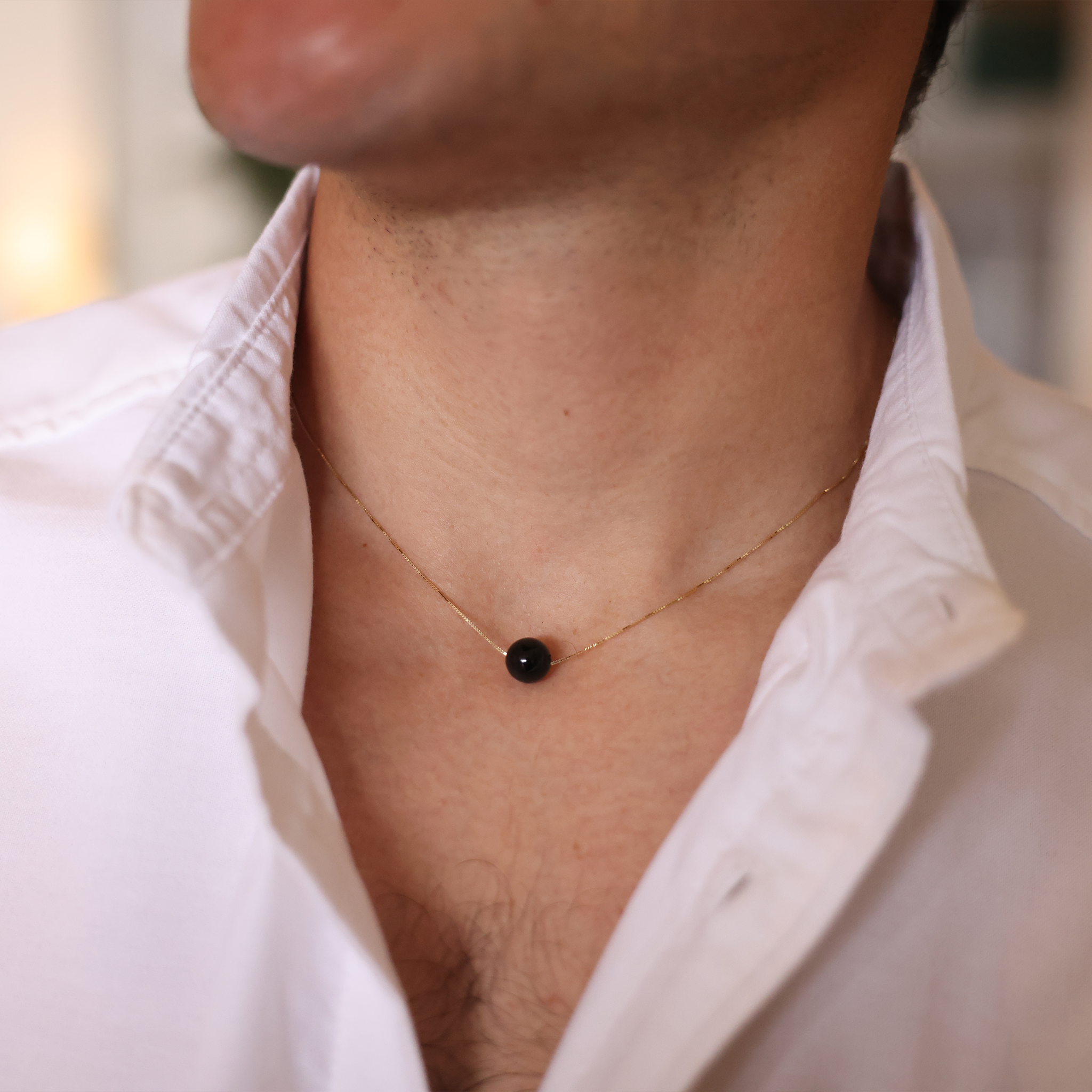 18インチ ブラックコーラル・スライダー・ネックレス ゴールド