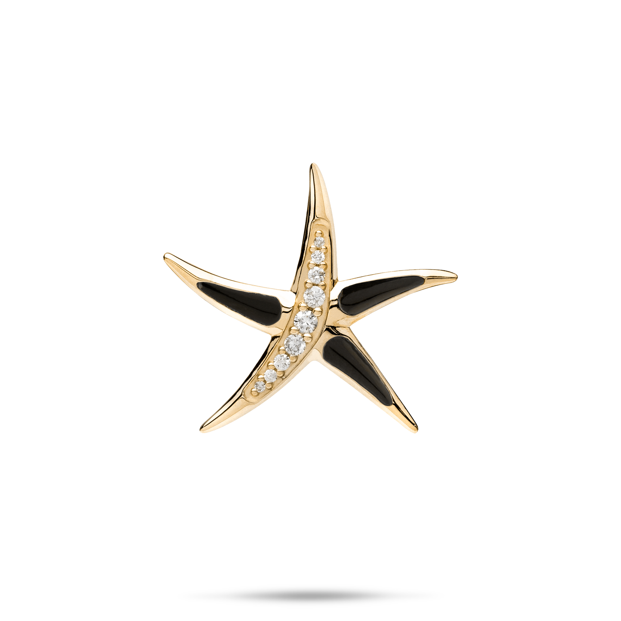 Sealife Starfish Black Coral Pendant in Gold with Diamonds - 21mm