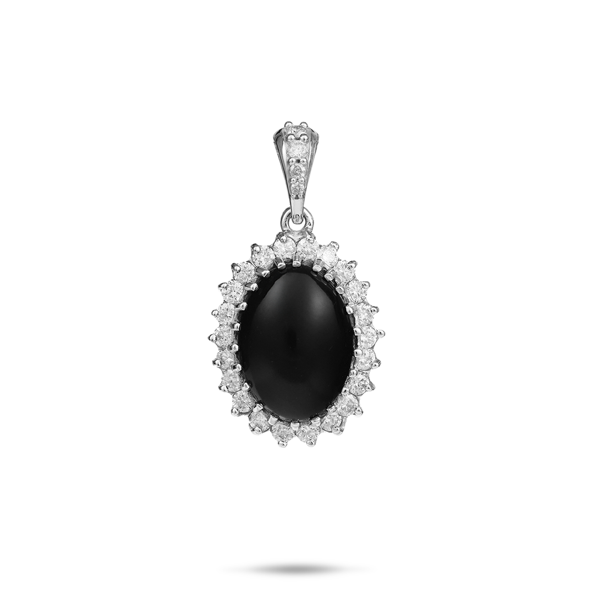 Princess Ka‘iulani Black Coral Pendant in White Gold with Diamonds - 18mm