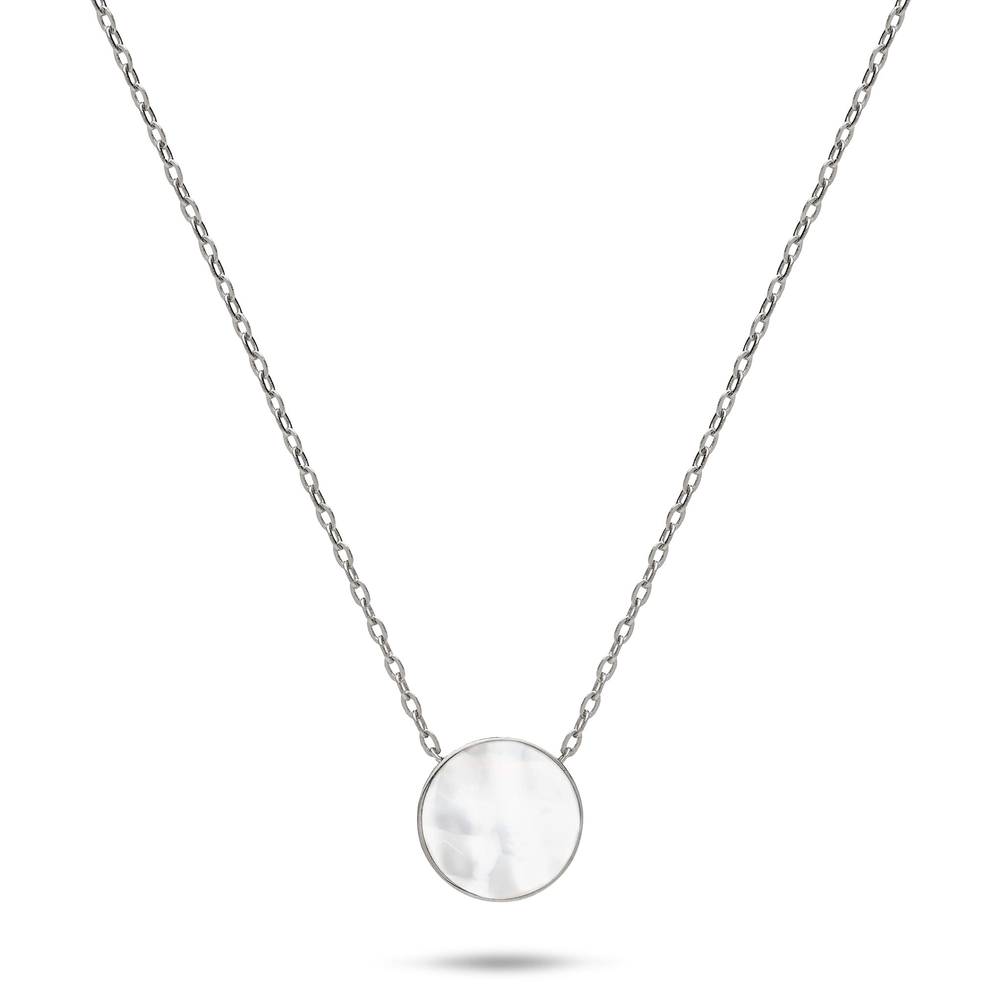 16-18インチ アジャスタブル エクリプス フリップサイド ブラックコーラル&マザーオブパール ネックレス ホワイトゴールド 9mm