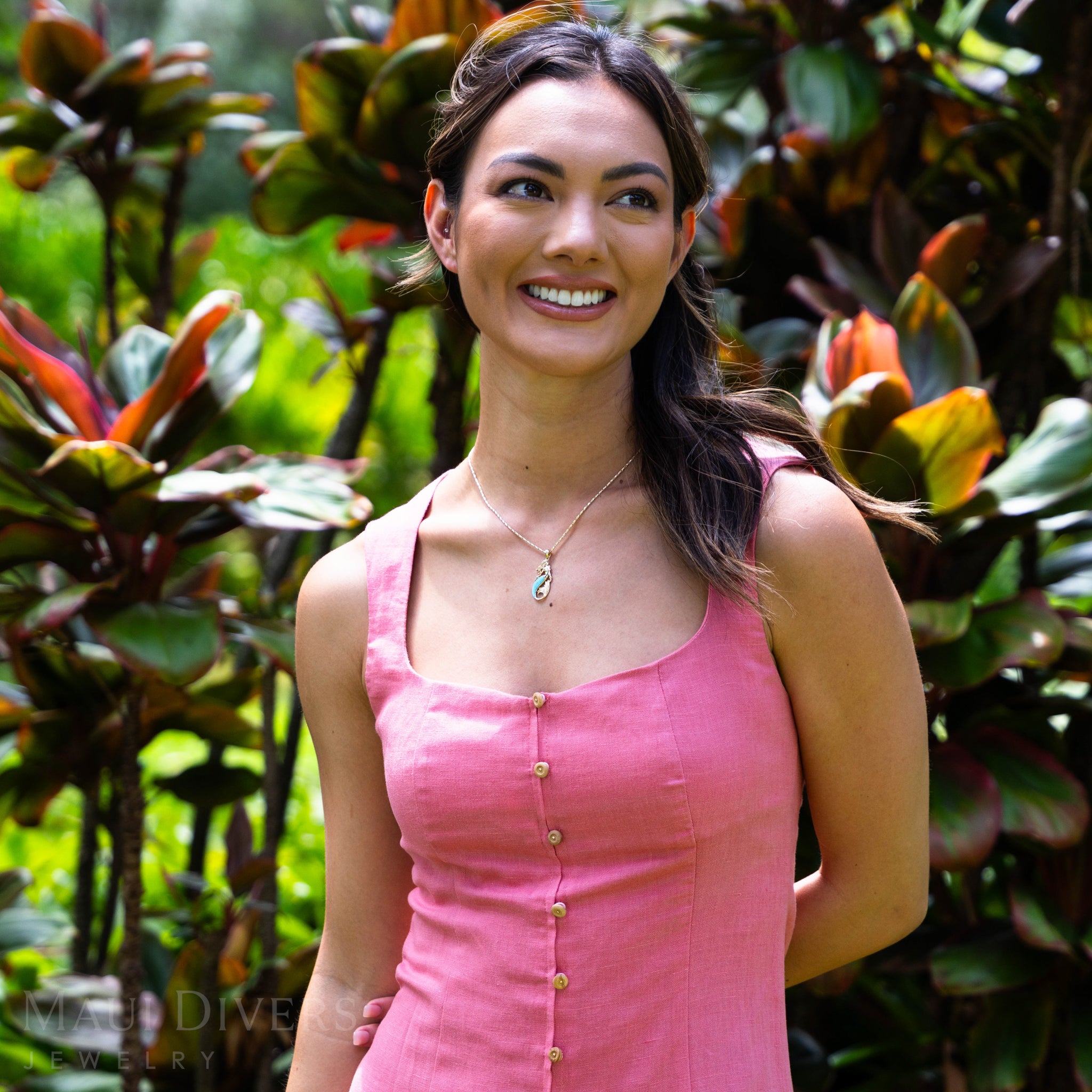 シーライフ・マーメイド・ターコイズ・ペンダント ダイヤモンド・ゴールド 30mm