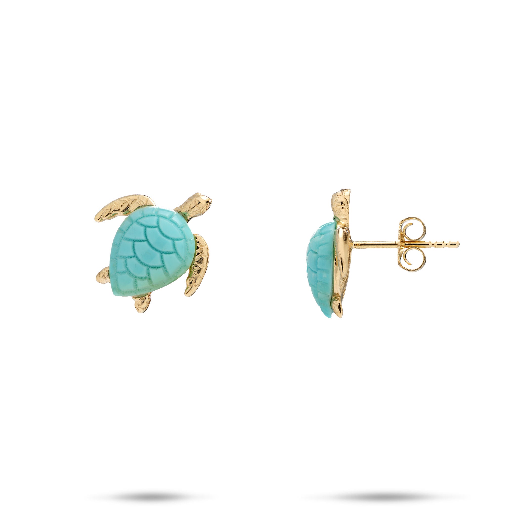 Honu Turquoise Earrings in Gold - 11mm