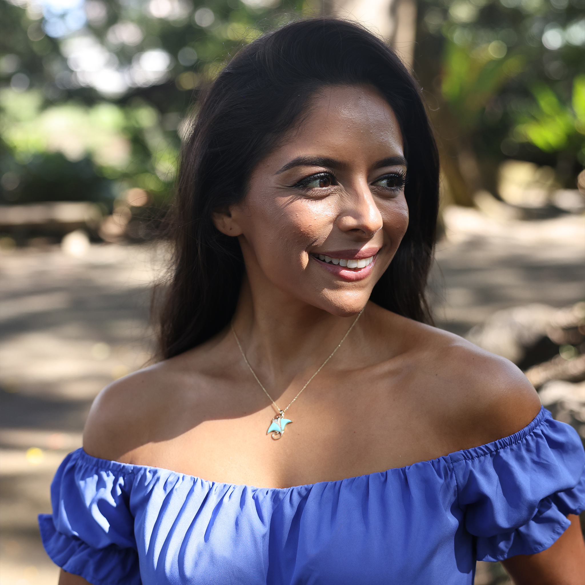 シーライフ・マンタ・ターコイズ・ペンダント ダイヤモンド・ゴールド 21mm