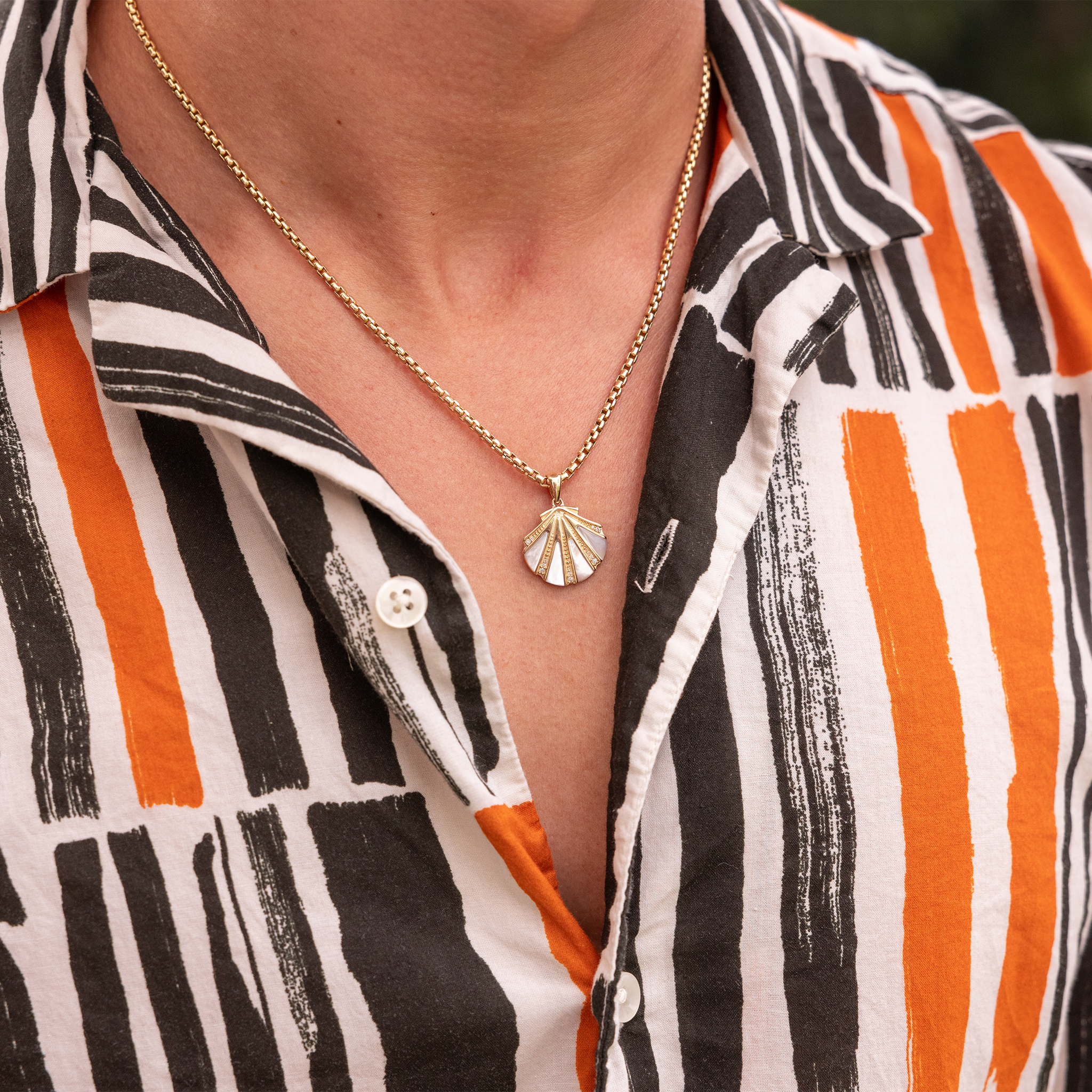 シーライフ貝マザーオブパールペンダント ダイヤモンド ゴールド 18mm