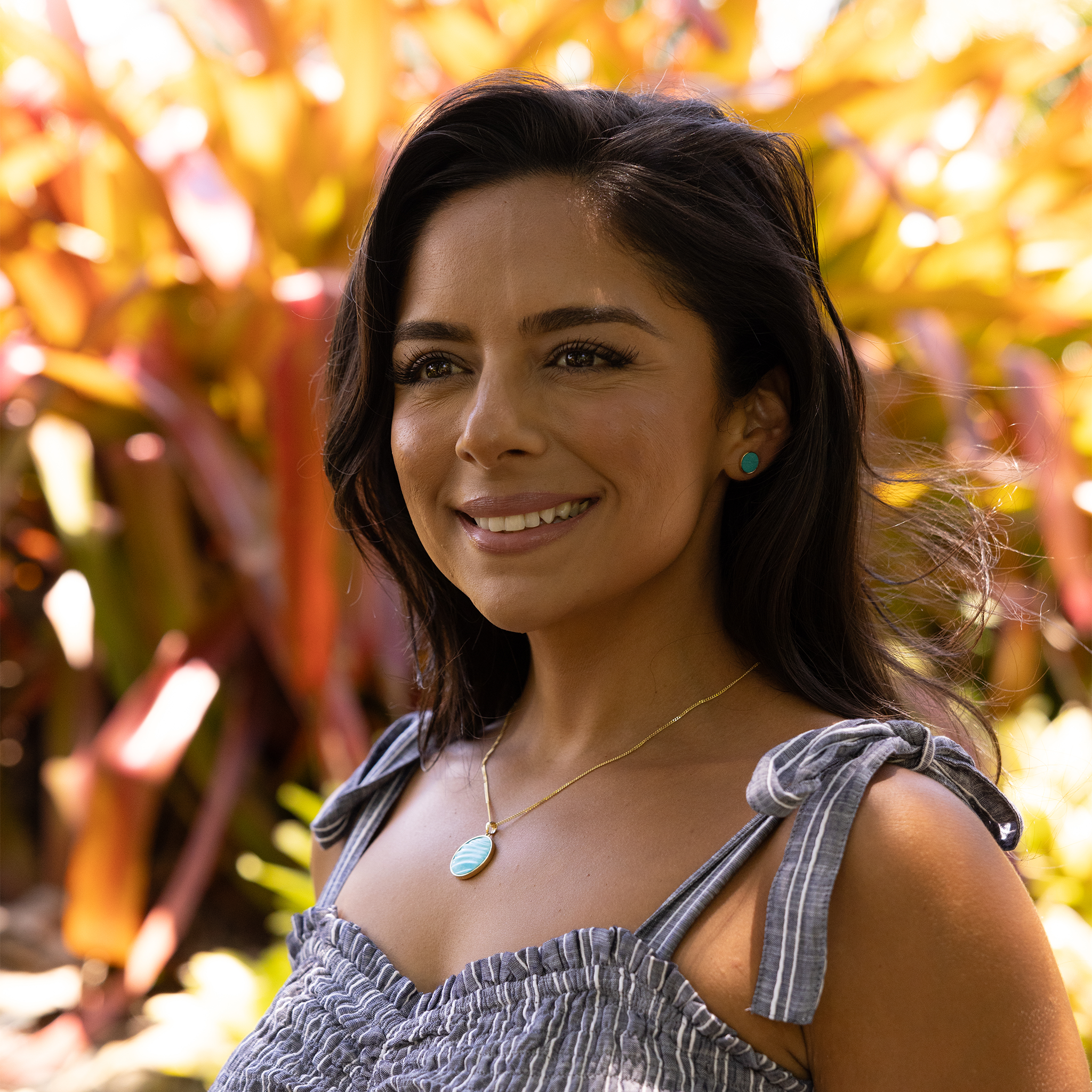 エクリプス・ターコイズ・ピアス ゴールド - 9mm