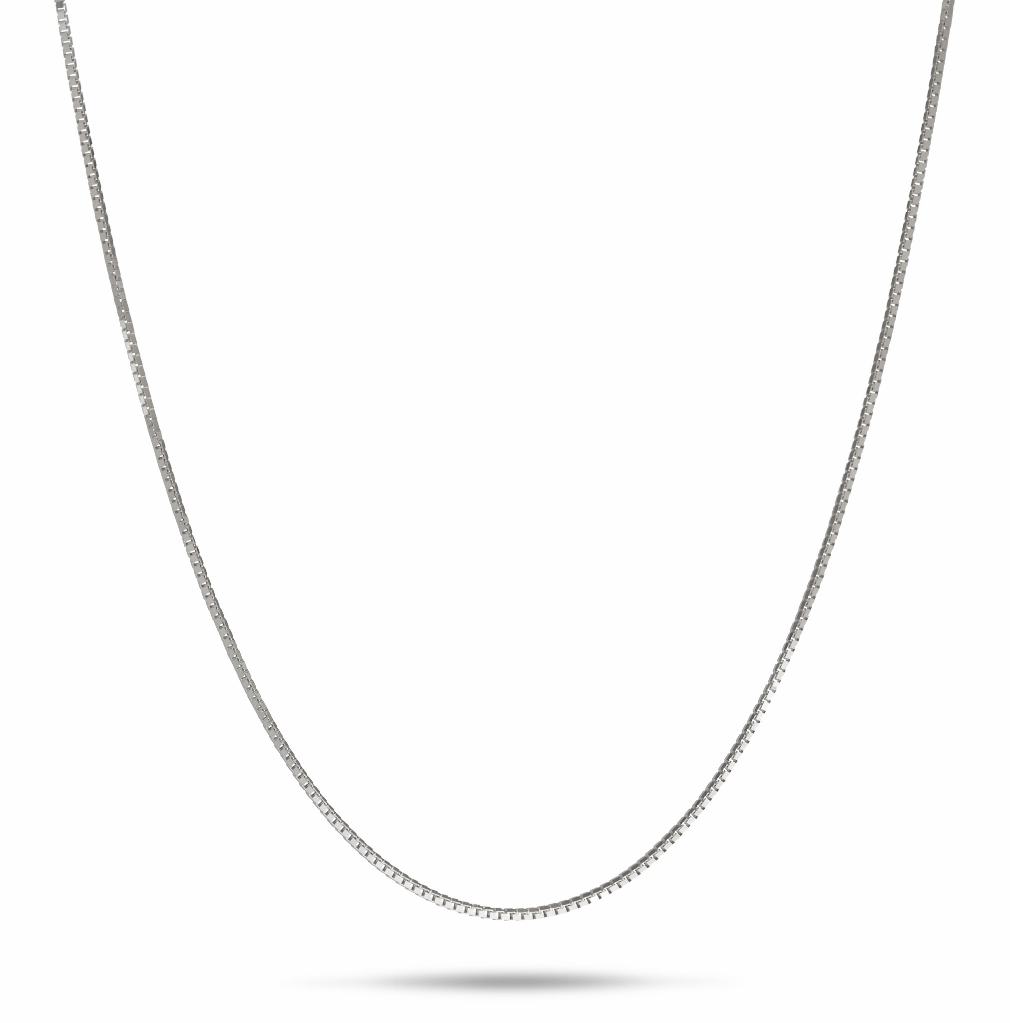 ホワイトゴールドの0.6mmライトボックスチェーン