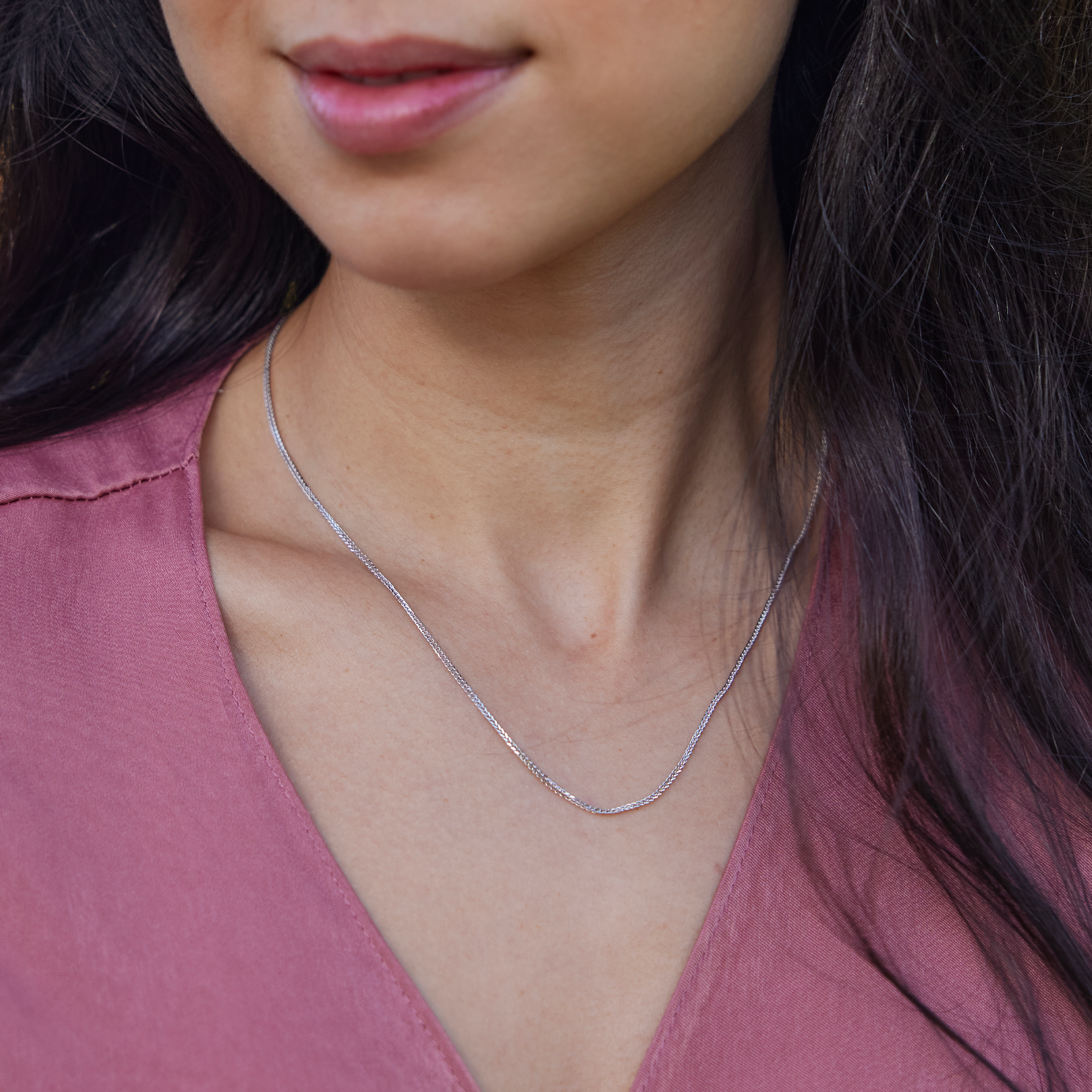 24インチ アジャスタブル1.4mmエスピガチェーン ホワイトゴールド