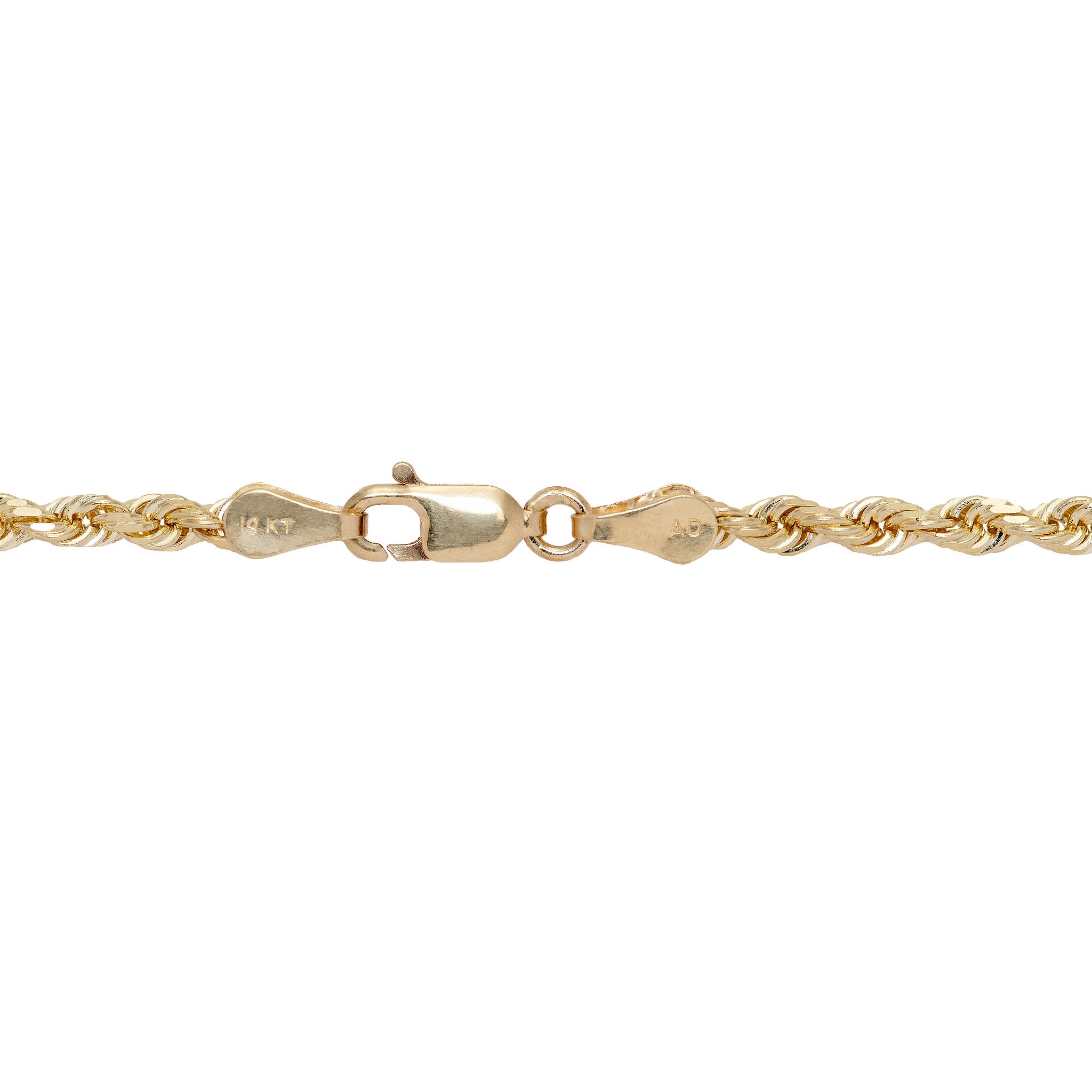 3mm Rope Chain in 14k Yellow Gold with Lobster Claw Clasp