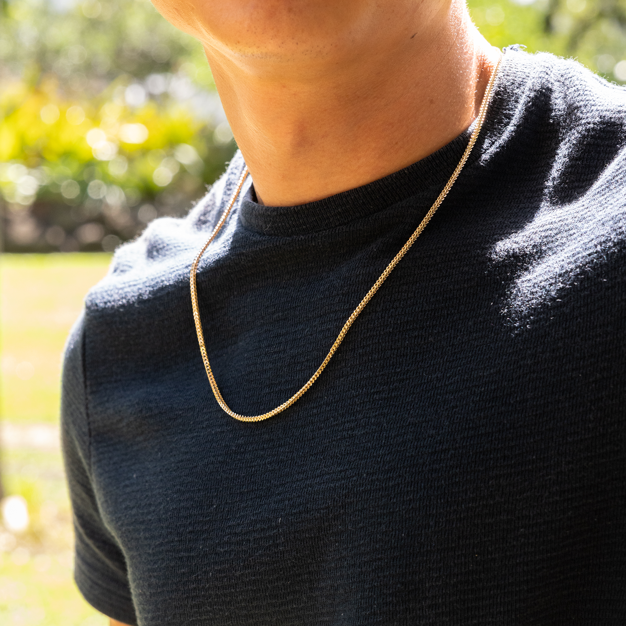 22インチ 2.5mmホロー・フランコ・チェーン(ゴールド