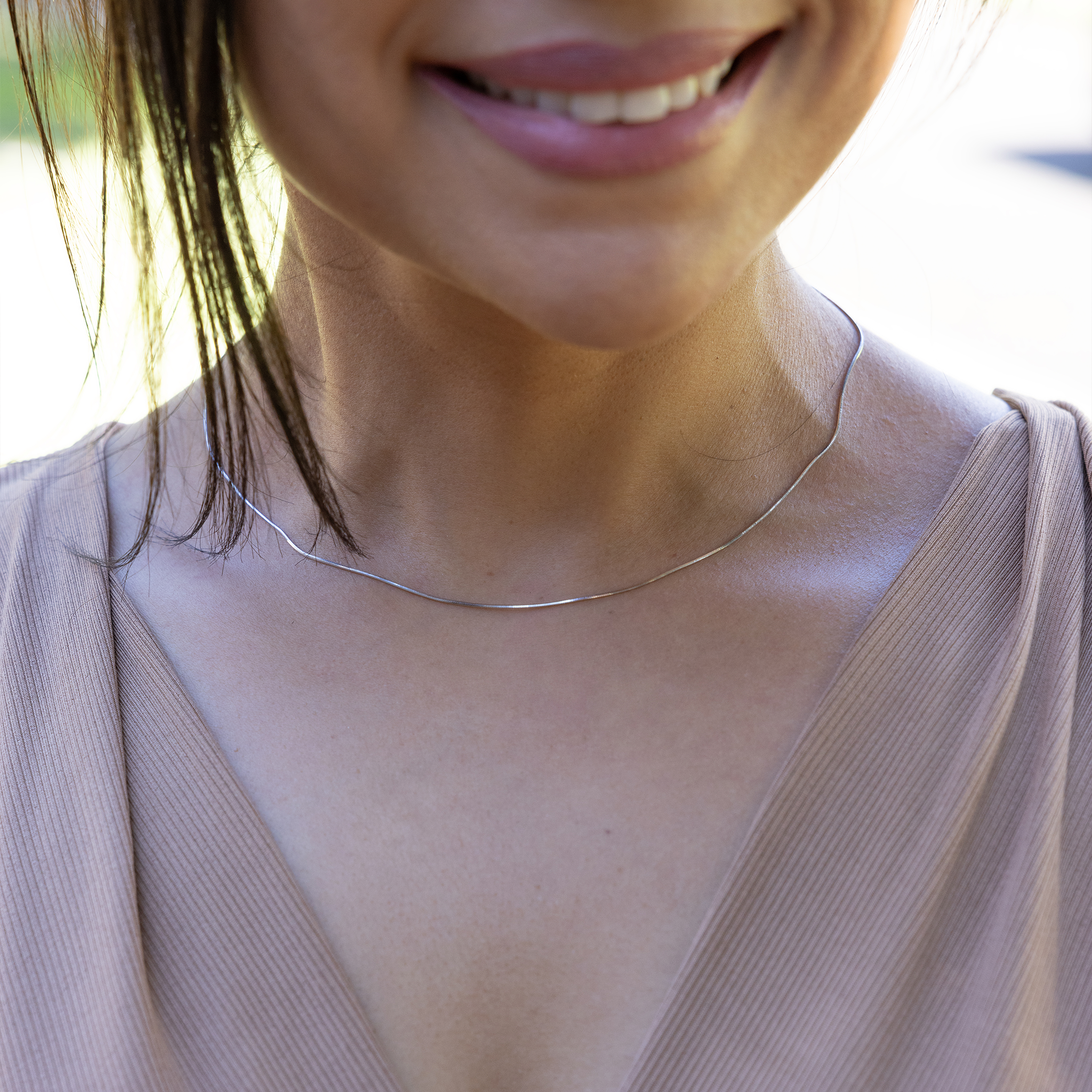 スターリングシルバー製1.0mmスネークチェーン