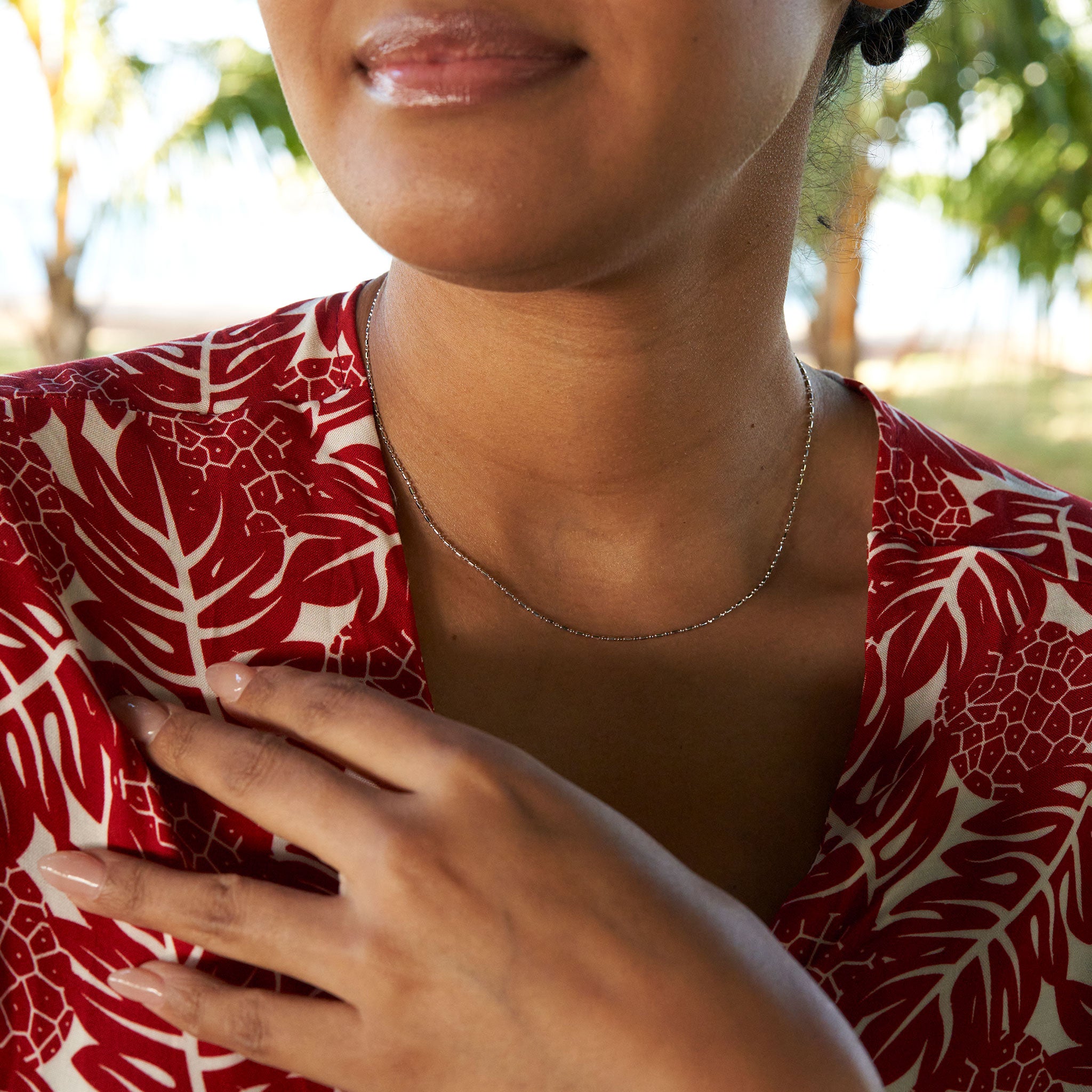 スターリングシルバーの1.0mmボールバーチェーン