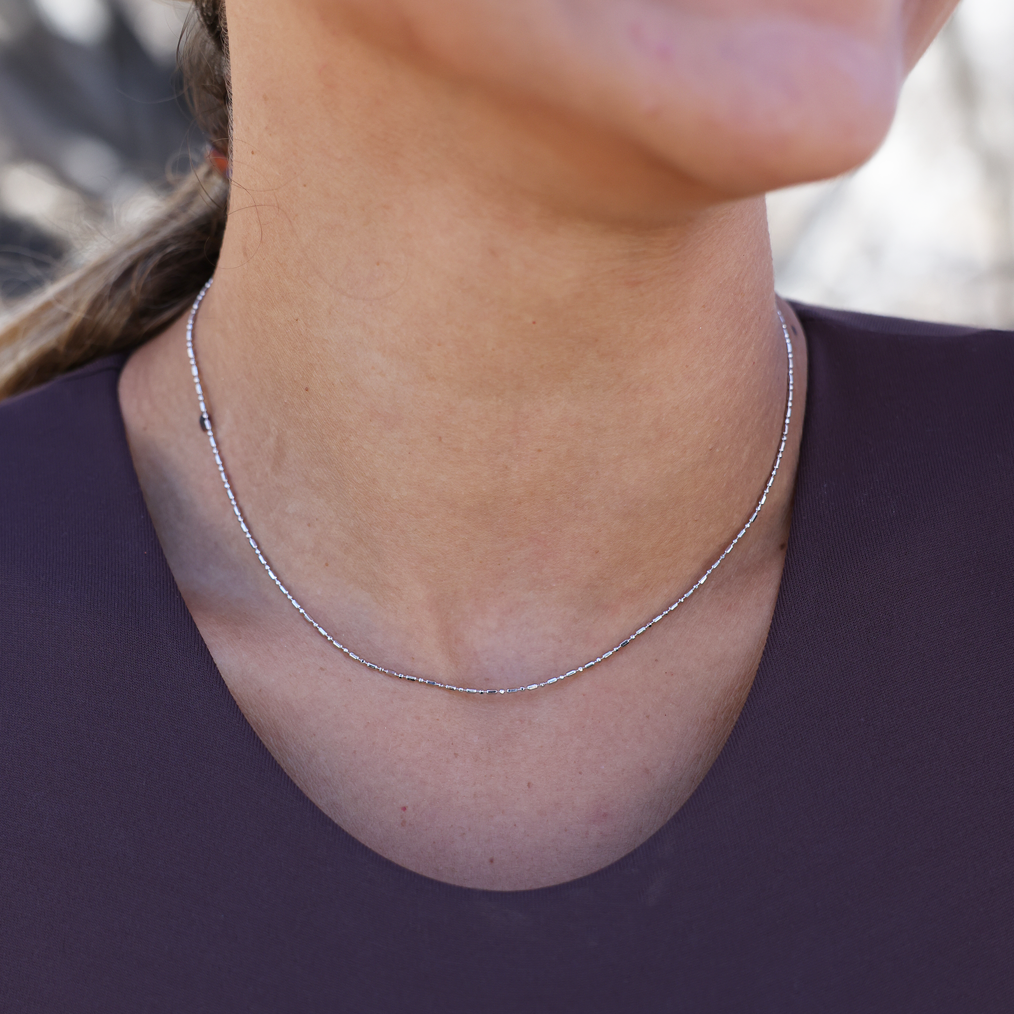 スターリングシルバーの1.0mmボールバーチェーン