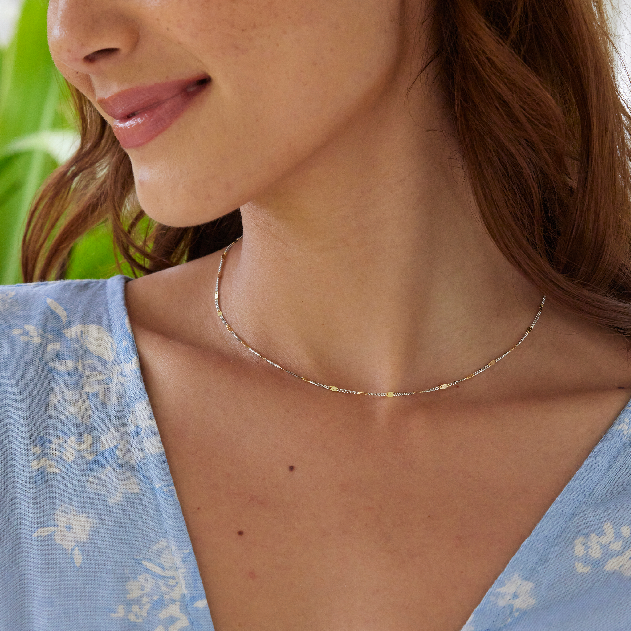 ツートーン・スターリングシルバーのリンクチェーン