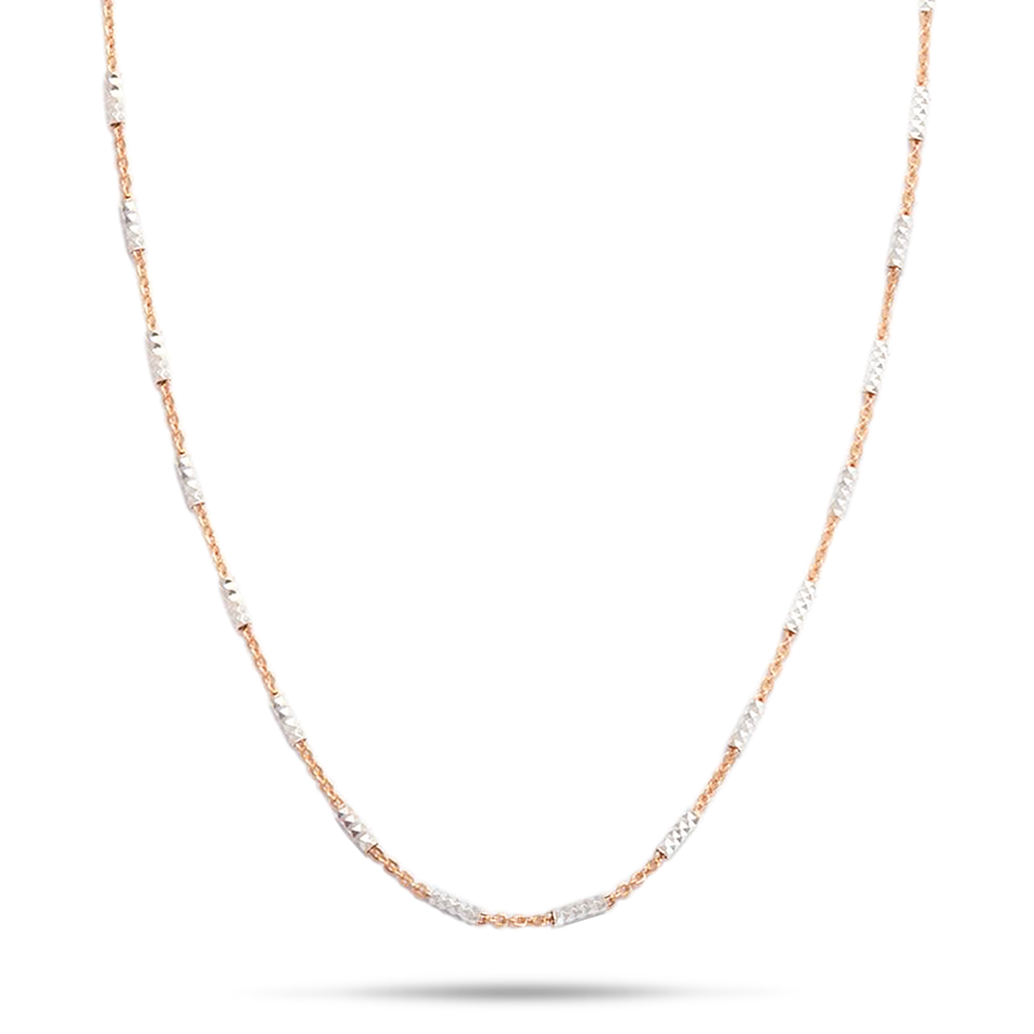 ツートーン・スターリングシルバーの1.0mmチューブチェーン