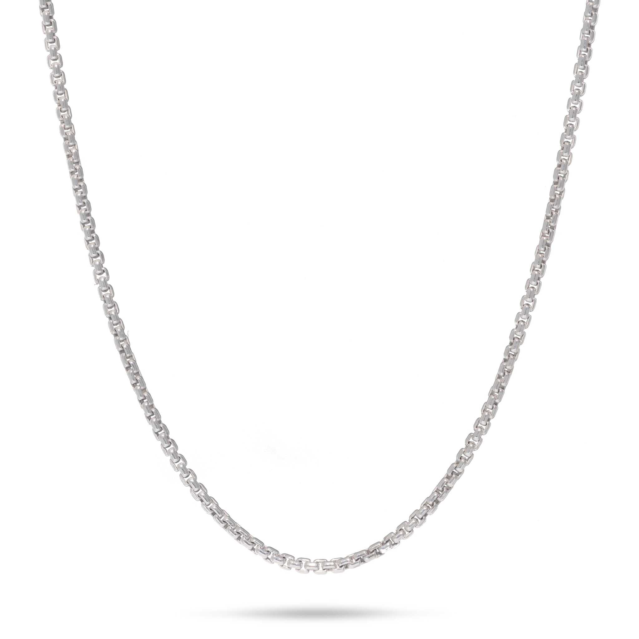 スターリングシルバーの1.2mmラウンドボックスチェーン