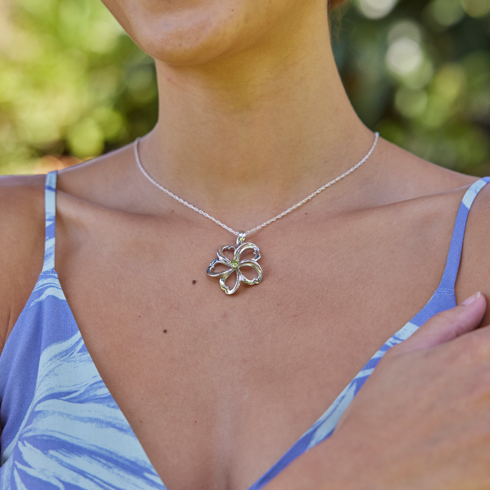 スターリングシルバーの18インチプルメリア -30mm