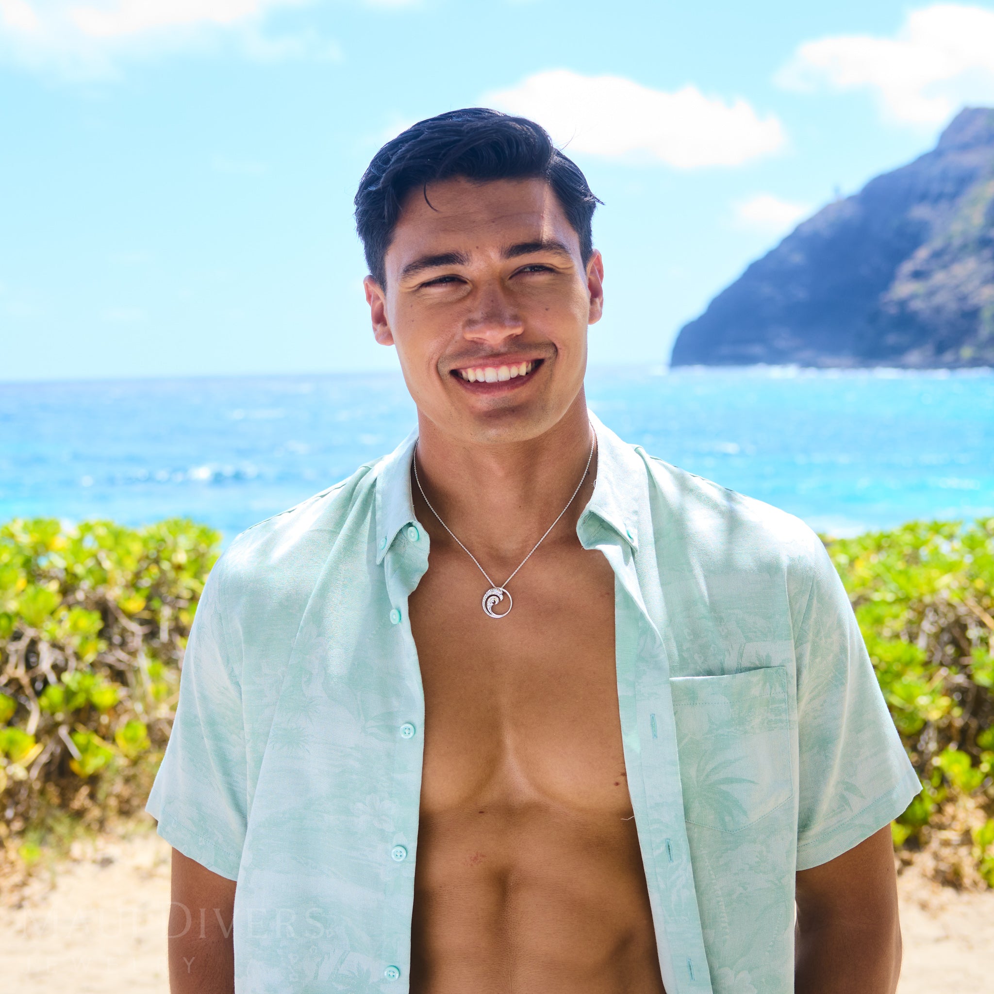 24" Adjustable Nalu Pendant Necklace in Sterling Silver - 24mm