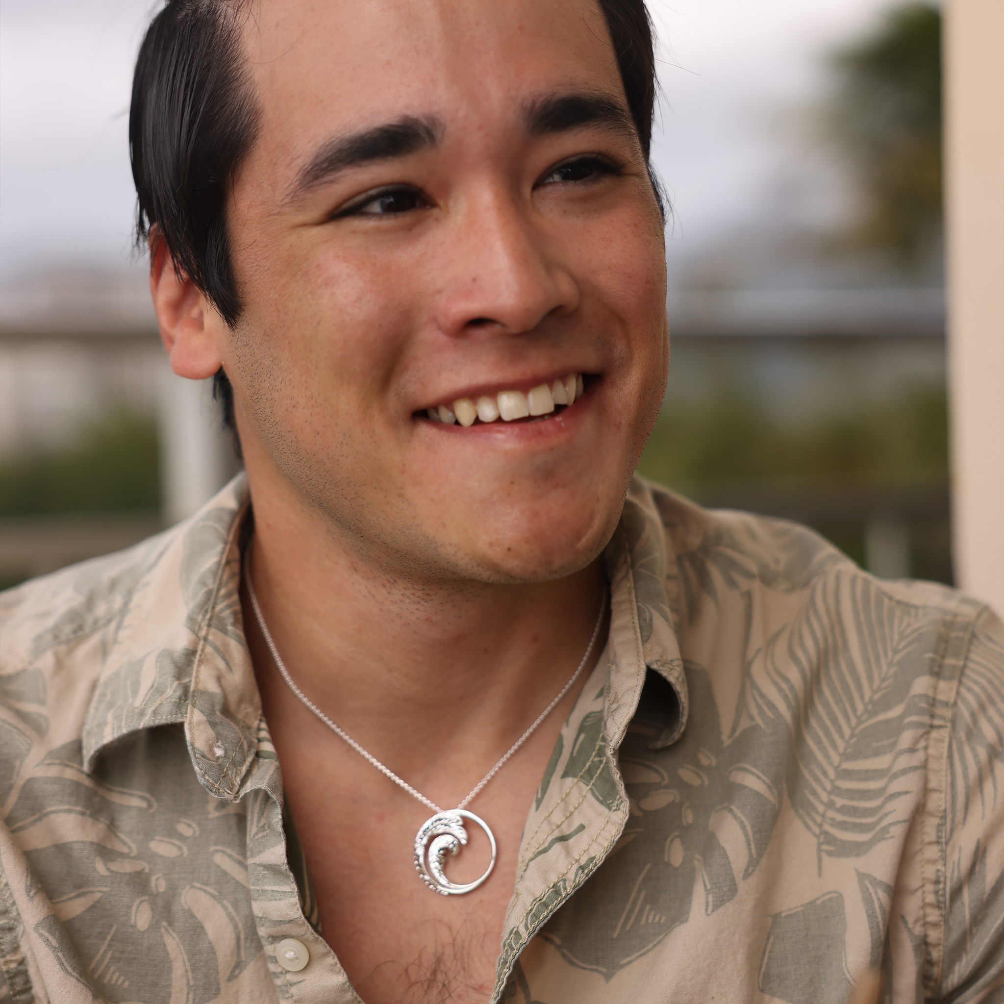 24" Adjustable Nalu Pendant Necklace in Sterling Silver - 30mm