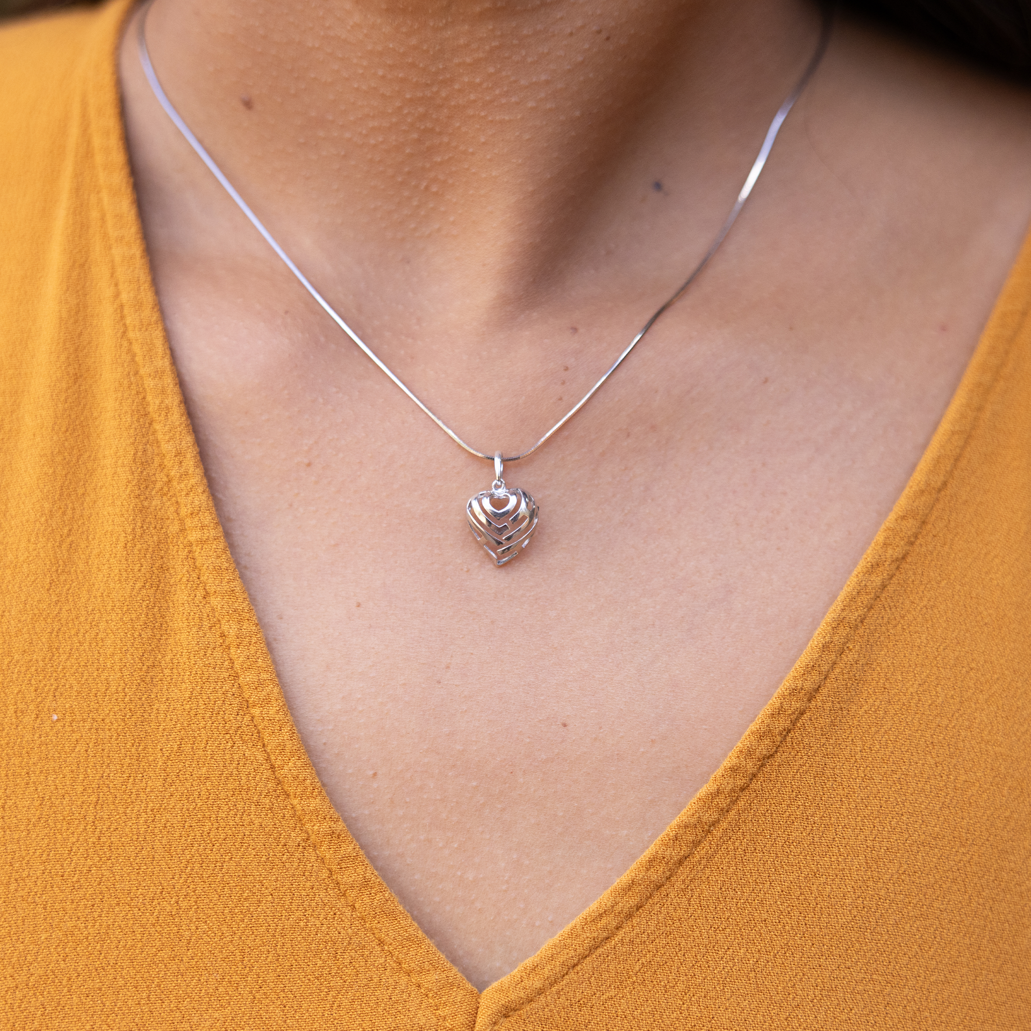 アロハ・ハート・チャーム/ペンダント スターリング・シルバー 12mm