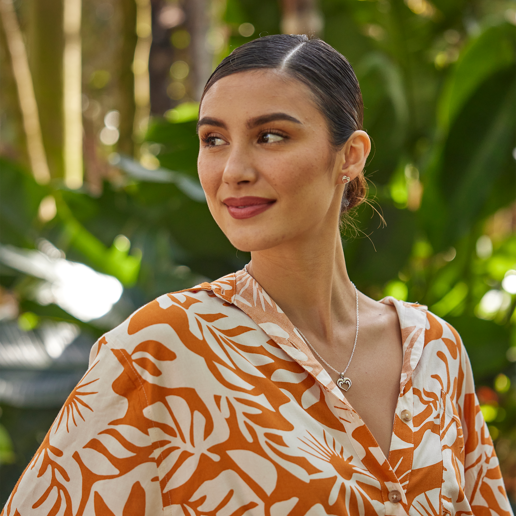 18" Nalu Heart Pendant Necklace in Sterling Silver - 15mm