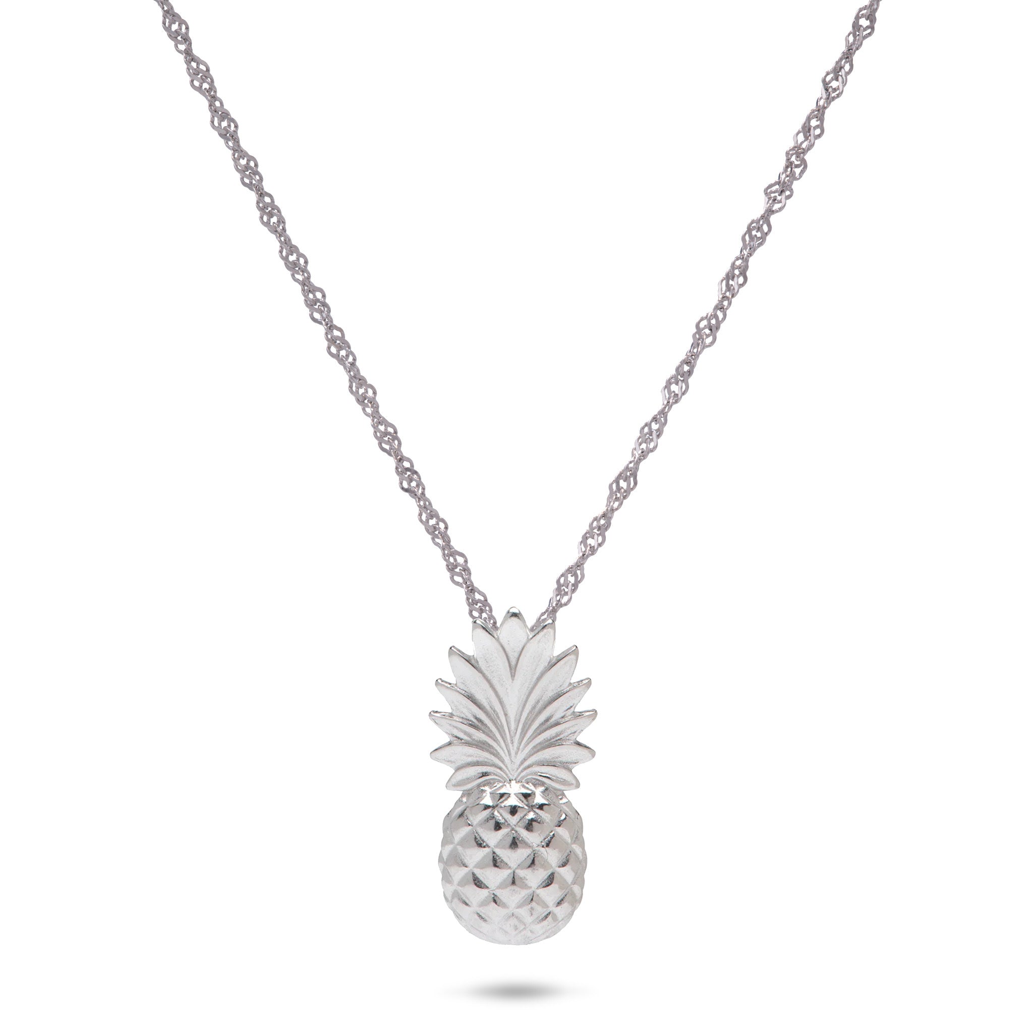 18" Pineapple Pendant Necklace in Sterling Silver - 18mm