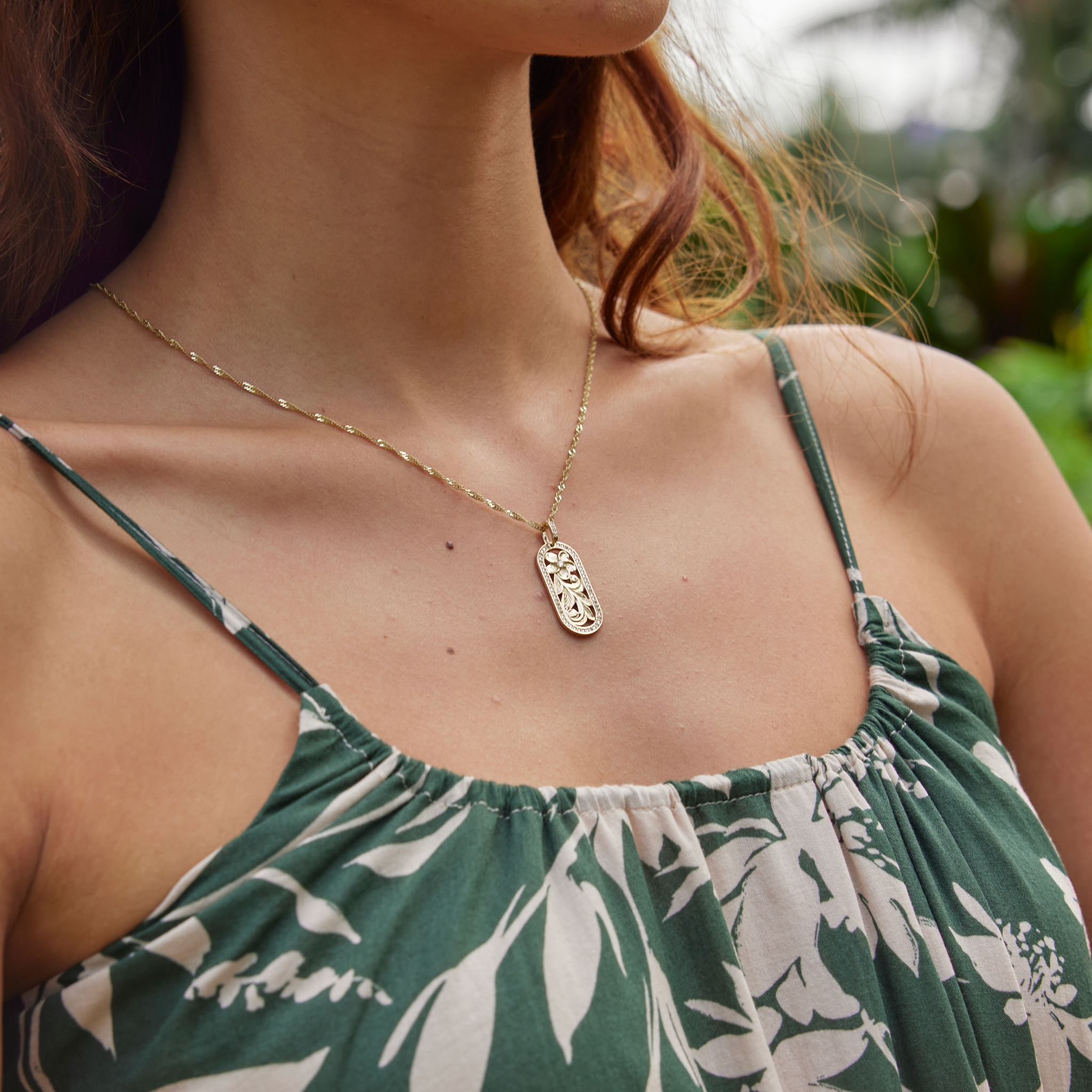 ハワイアン・エアプルメリア ペンダント ダイヤモンド ゴールド 27mm