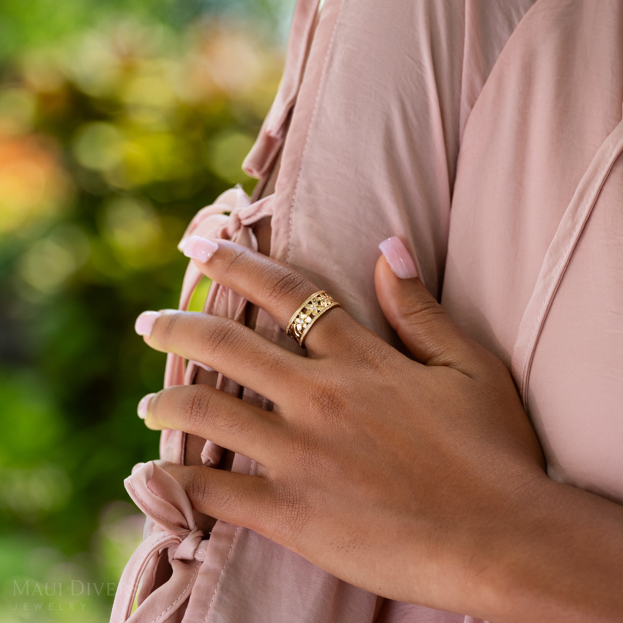 プルメリア ダイヤモンド・ゴールド - 8mm