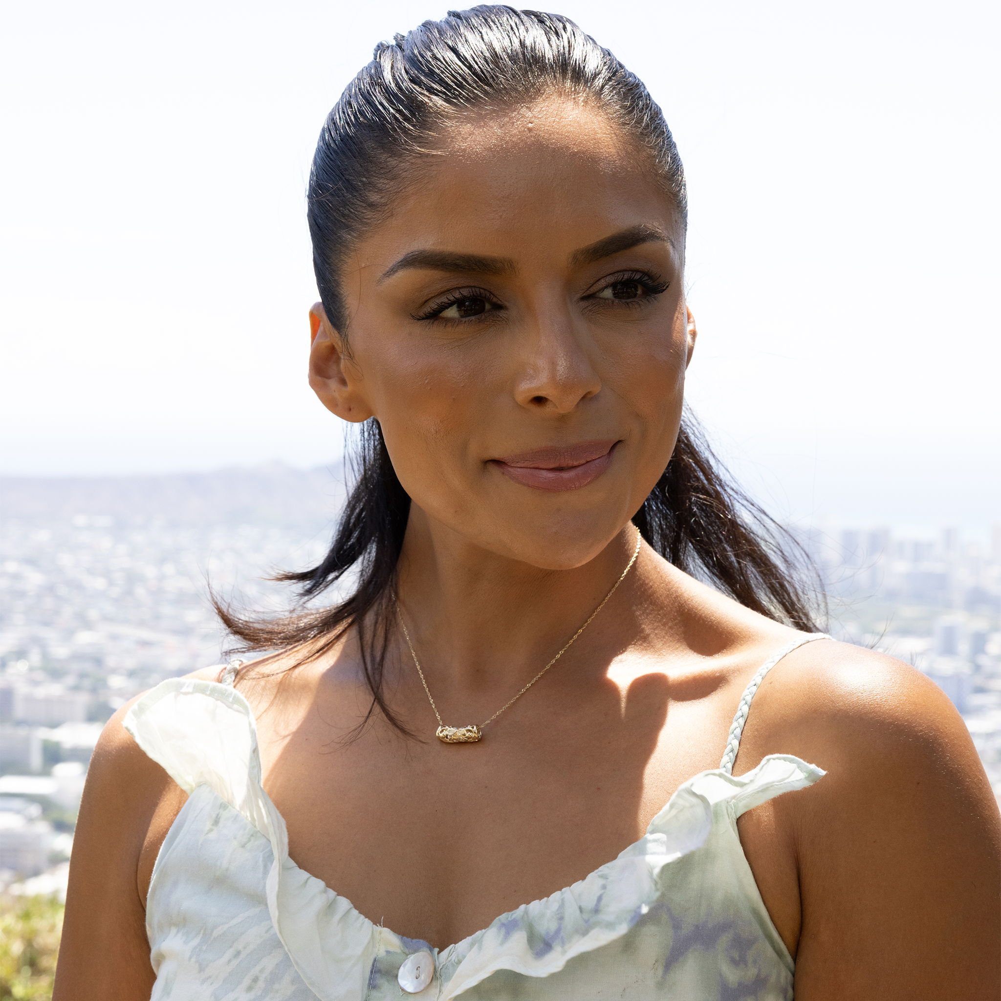 Hawaiian Heirloom Plumeria Scroll Barrel Pendant in Gold - 7mm