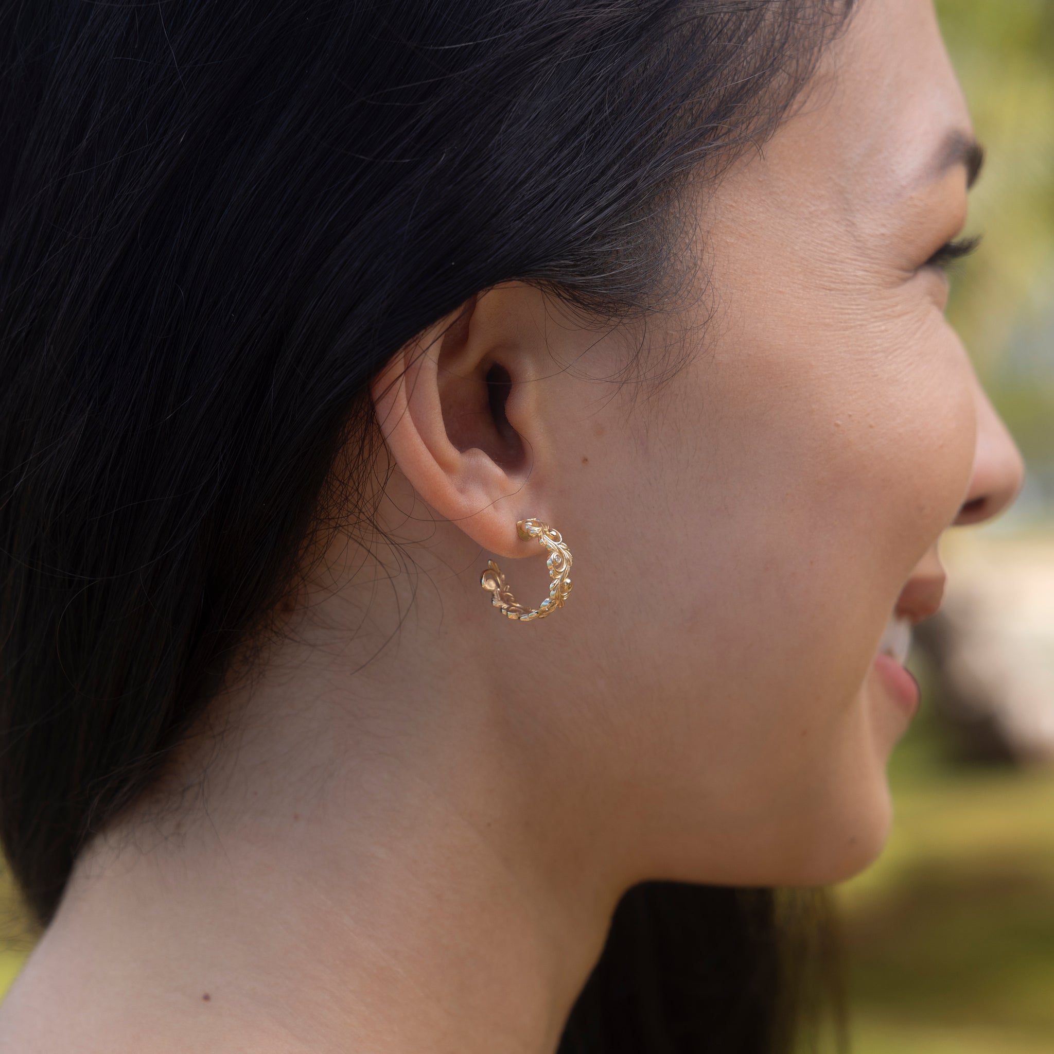 リビング・ヘアルーム・フープ・ピアス ダイヤモンド ゴールド - 6mm