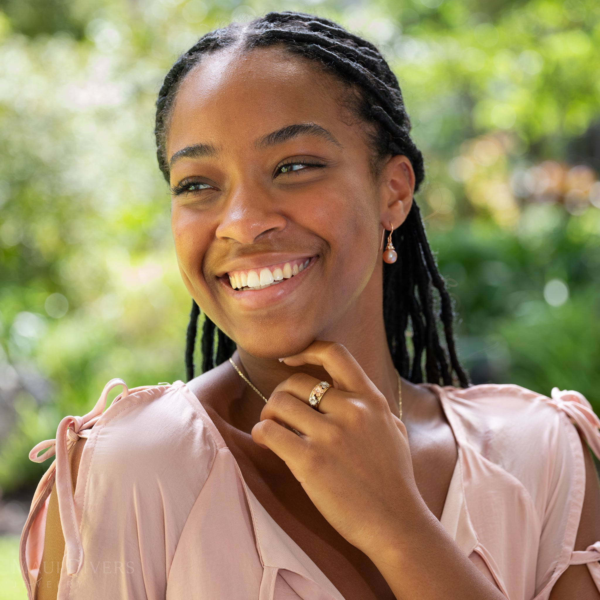 ハワイアン・エアルームプルメリア リング ダイヤモンド トライカラー ゴールド - 8mm