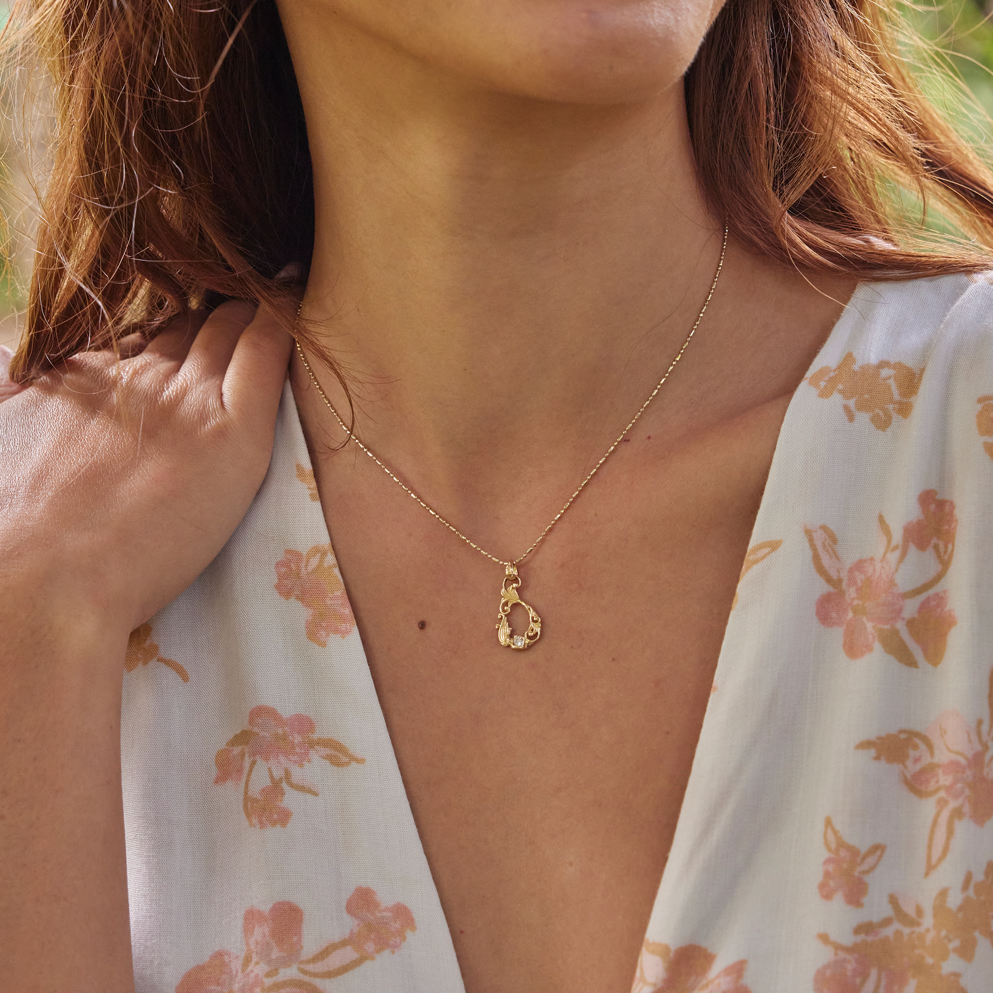 リビング・ヘアルーム・マーメイド・ペンダント ダイヤモンド・ゴールド 19mm