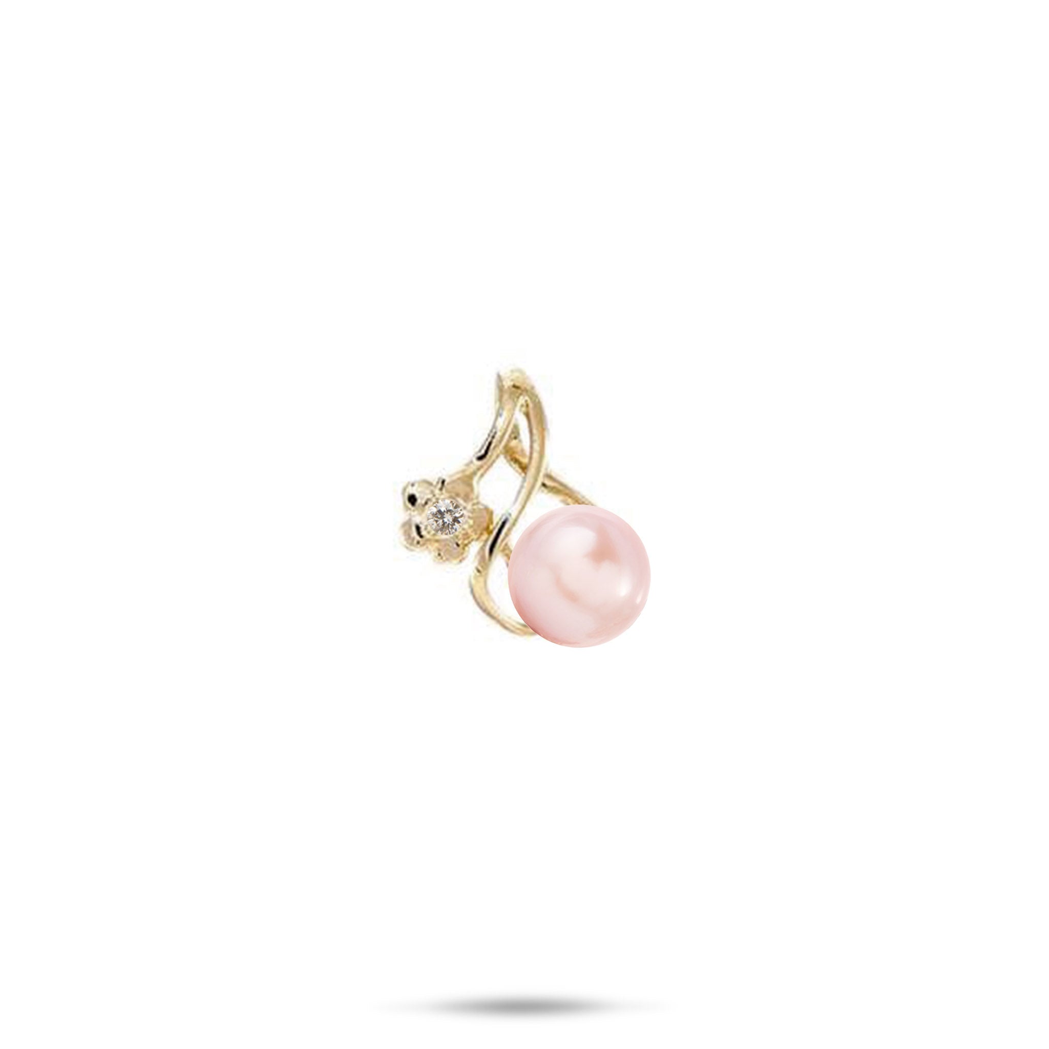 Pick A Pearl Plumeria Pendant in Gold with Diamond - 13mm