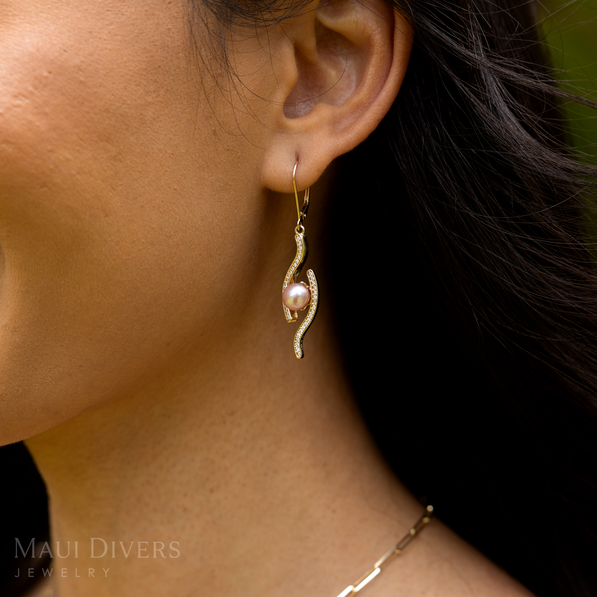 Pick A Pearl Earrings with Diamonds in Gold - 30mm