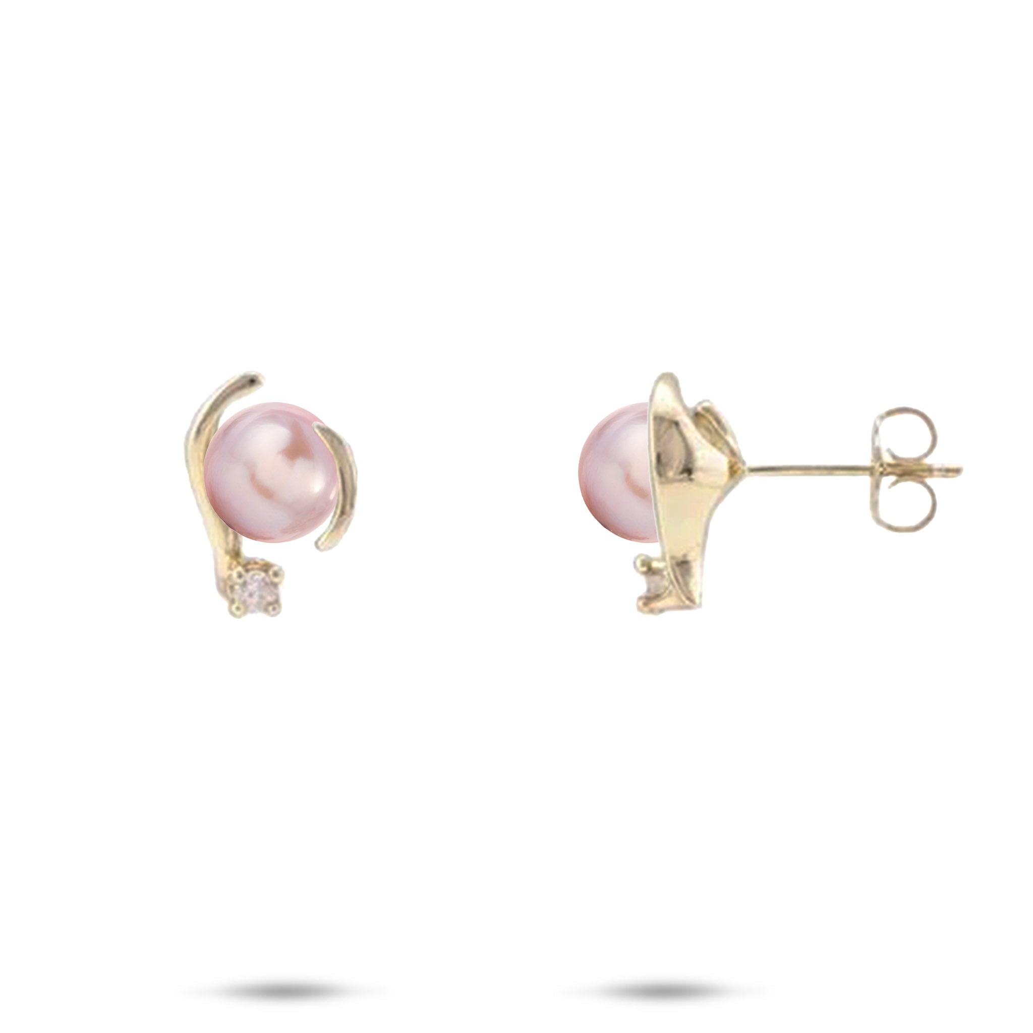 Pick A Pearl Earrings in Gold with Diamonds - 12mm