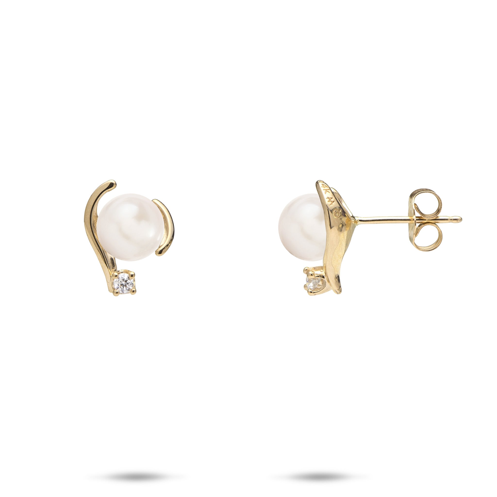 Pick A Pearl Earrings in Gold with Diamonds - 12mm