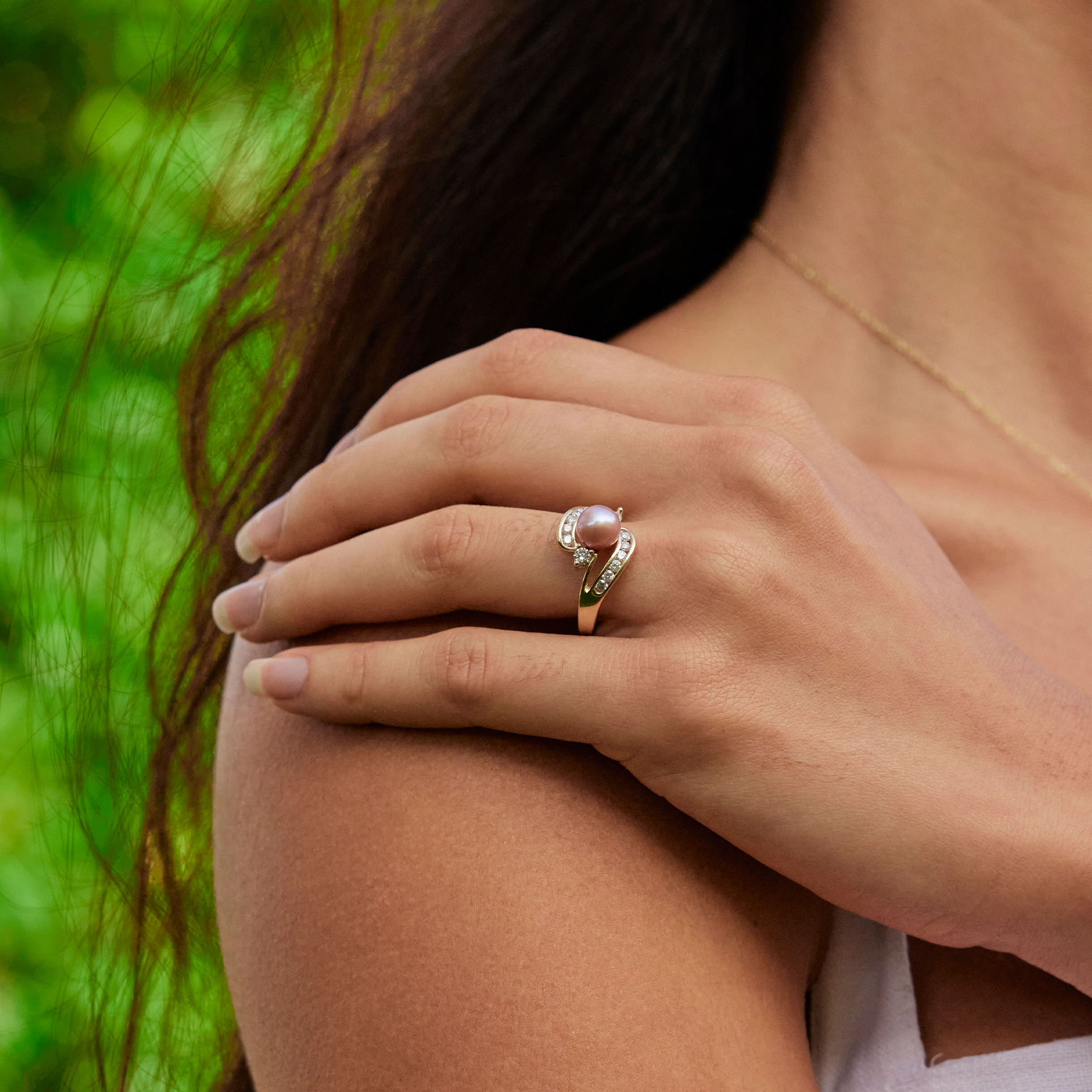 ピック ア パール スパークリング シー リング ダイヤモンド ゴールド