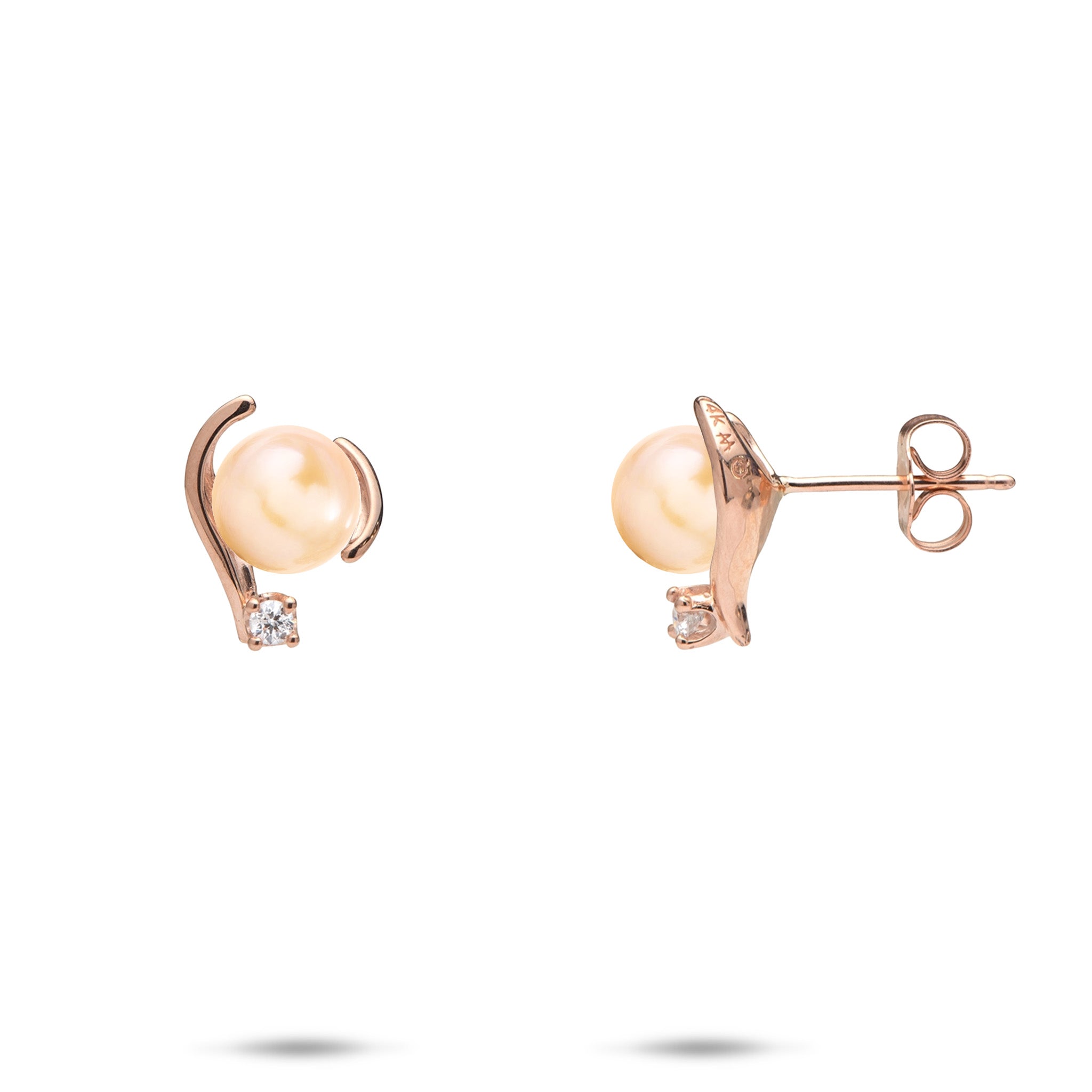 Pick A Pearl Earrings in Rose Gold with Diamonds - 12mm