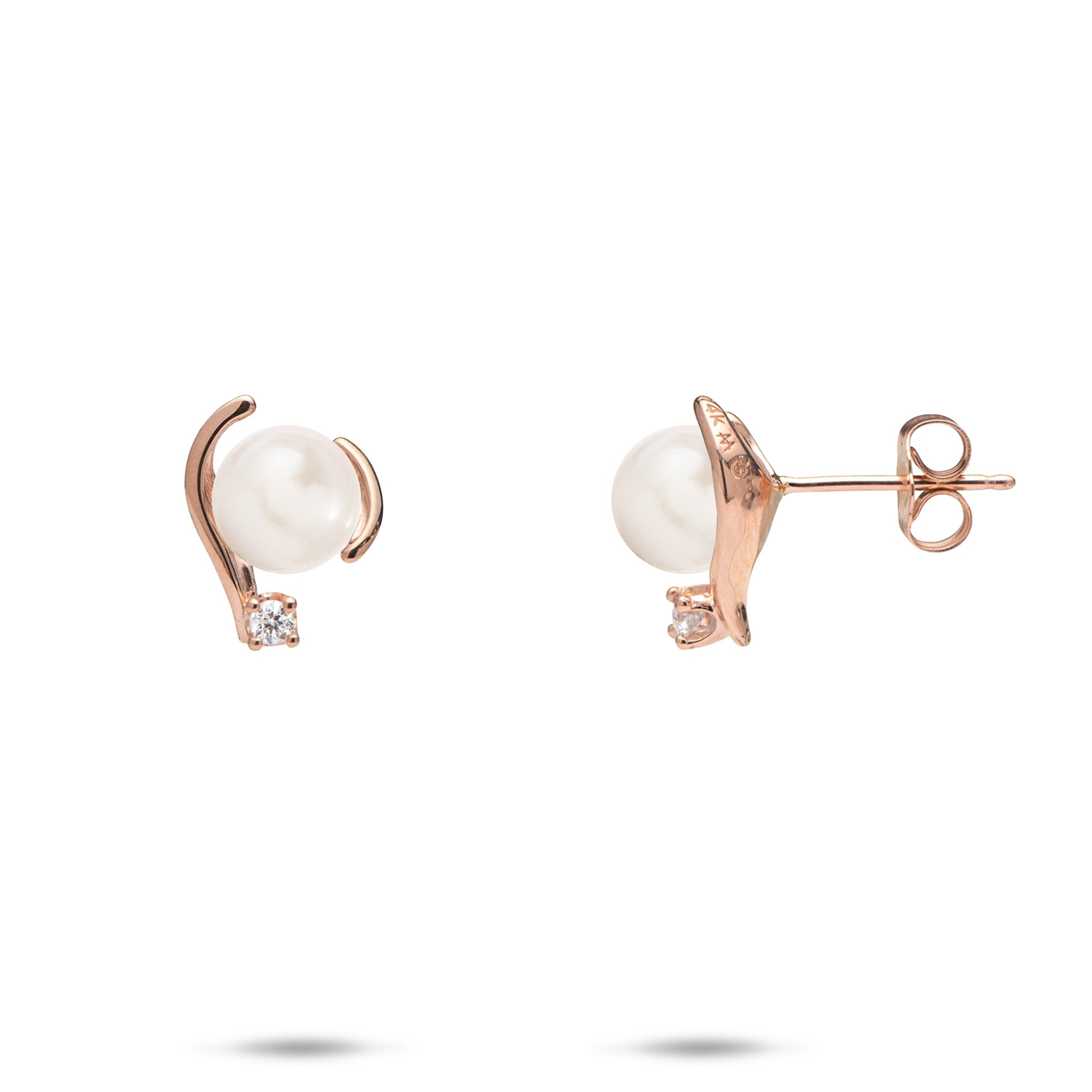 Pick A Pearl Earrings in Rose Gold with Diamonds - 12mm