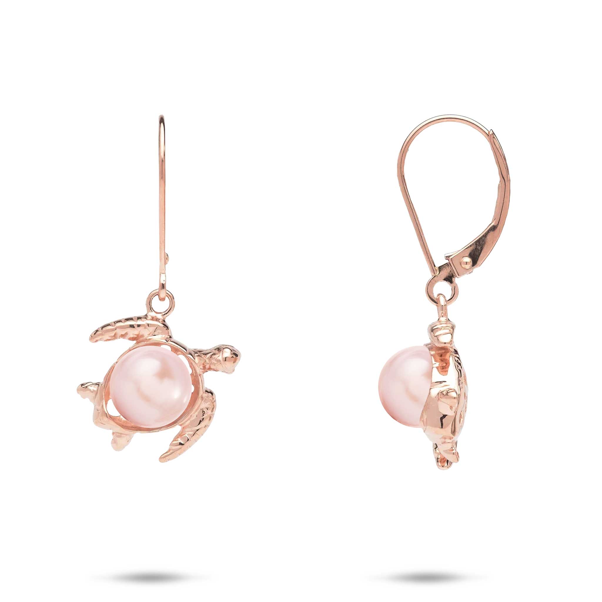 Pick A Pearl Honu Earrings in Rose Gold - 13mm