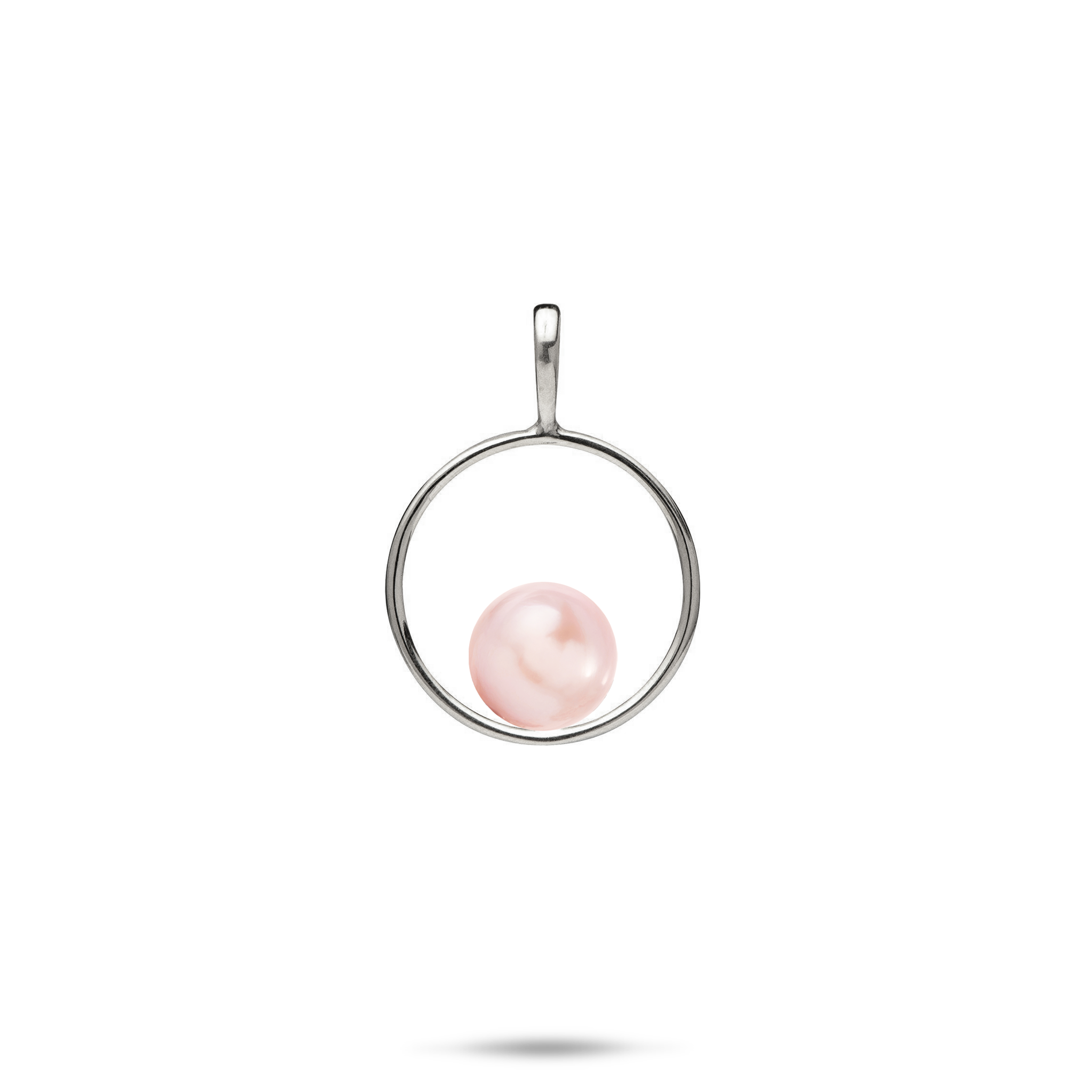 Pick A Pearl Circle of Life Pendant in White Gold - 15mm