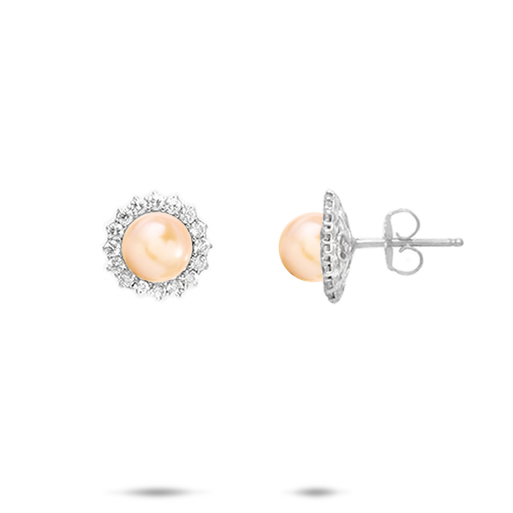 Pick A Pearl Halo Earrings in Sterling Silver - 12mm